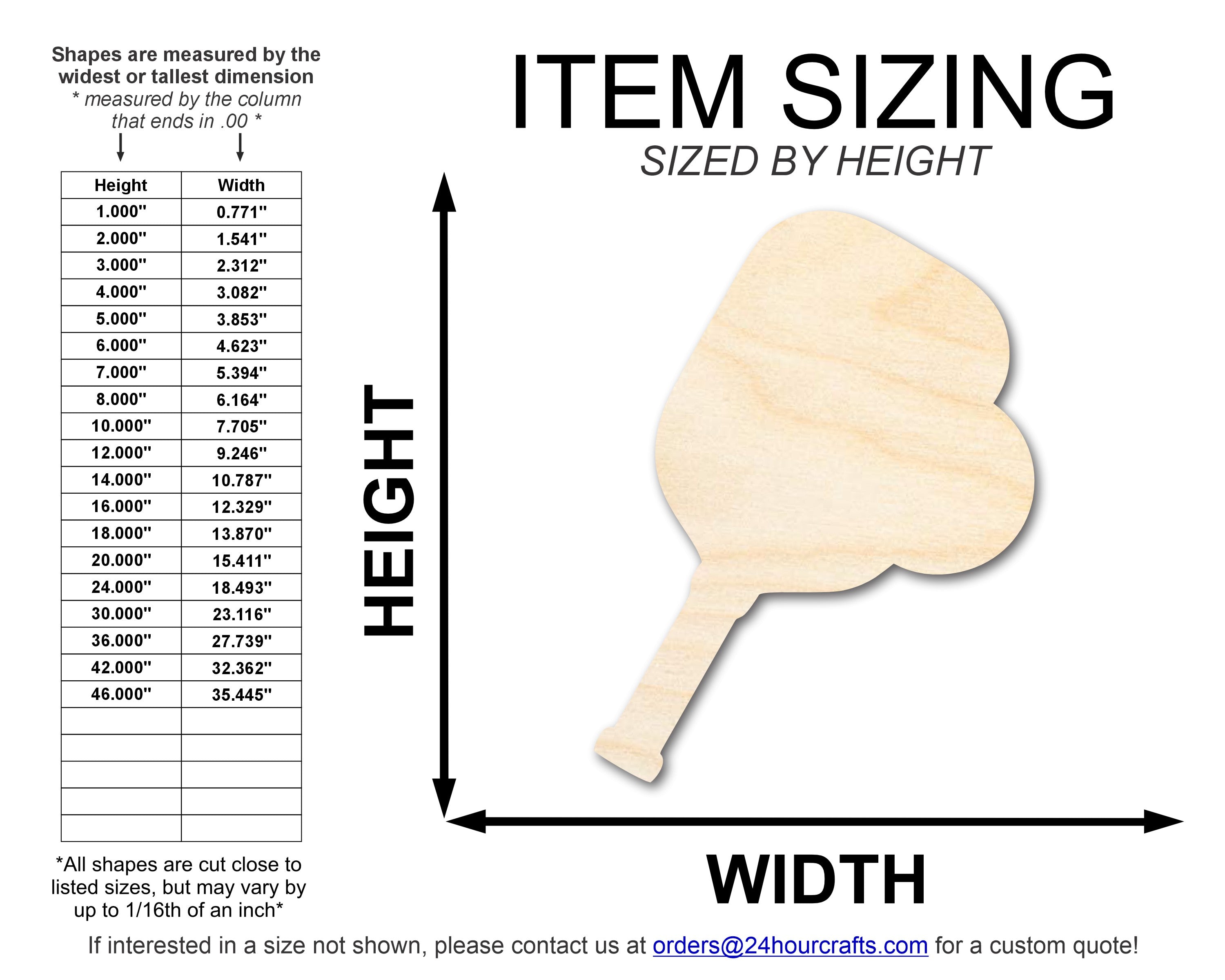 Unfinished Pickleball Paddle and Ball Shape | DIY Craft Cutout | up to 46" DIY