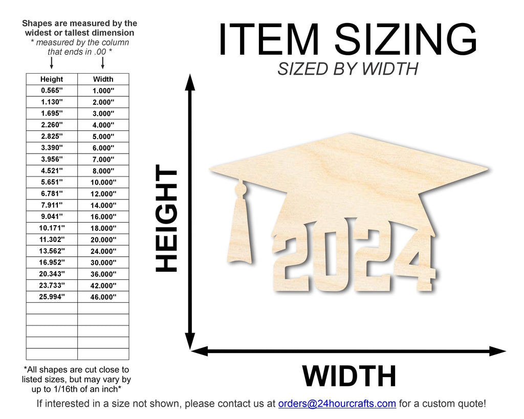 Unfinished 2024 Graduation Cap Shape | DIY Craft Cutout | up to 46" DIY