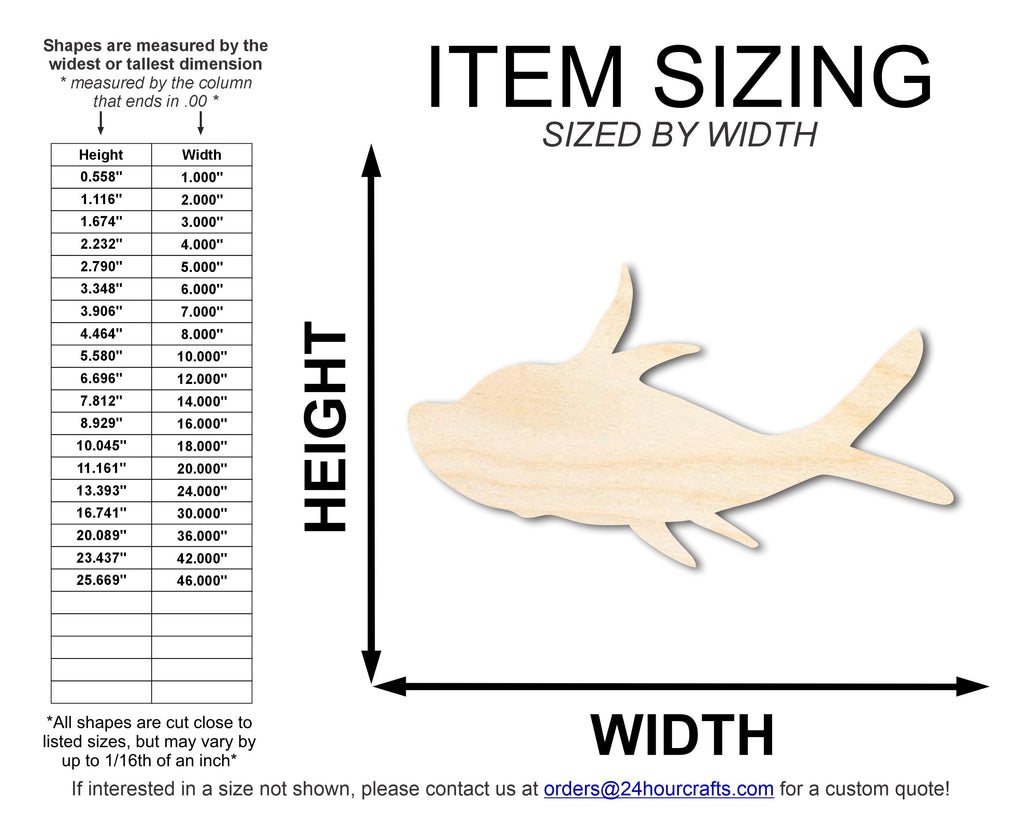 Unfinished Cartoon Fish Wood Cutout Shape | DIY Craft Cutout | up to 46" DIY