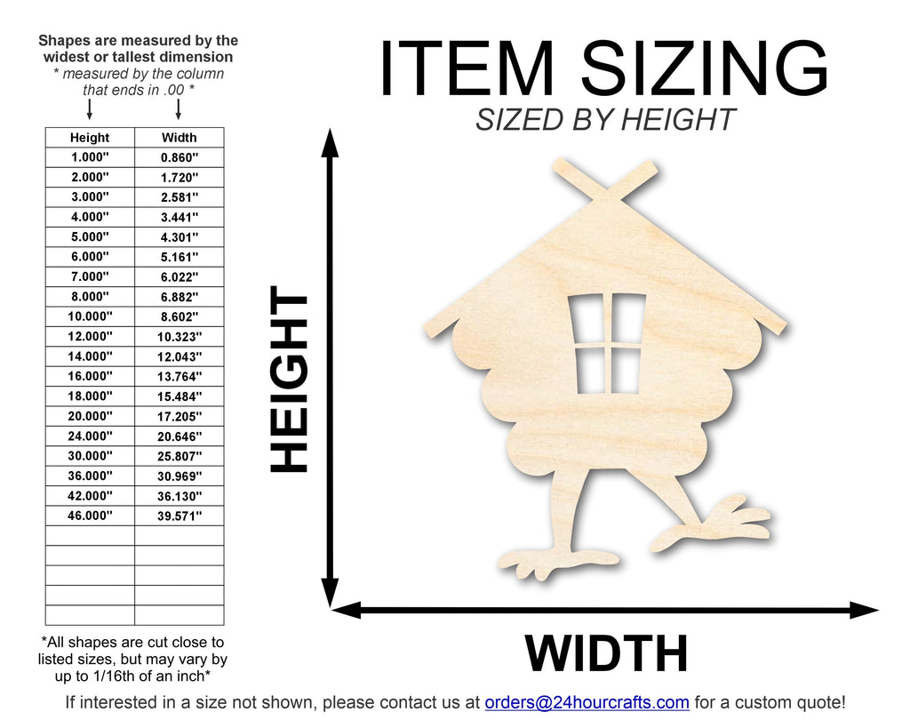 Unfinished Baba Yaga House Wood Cutout Shape | DIY Craft Cutout | up to 46" DIY