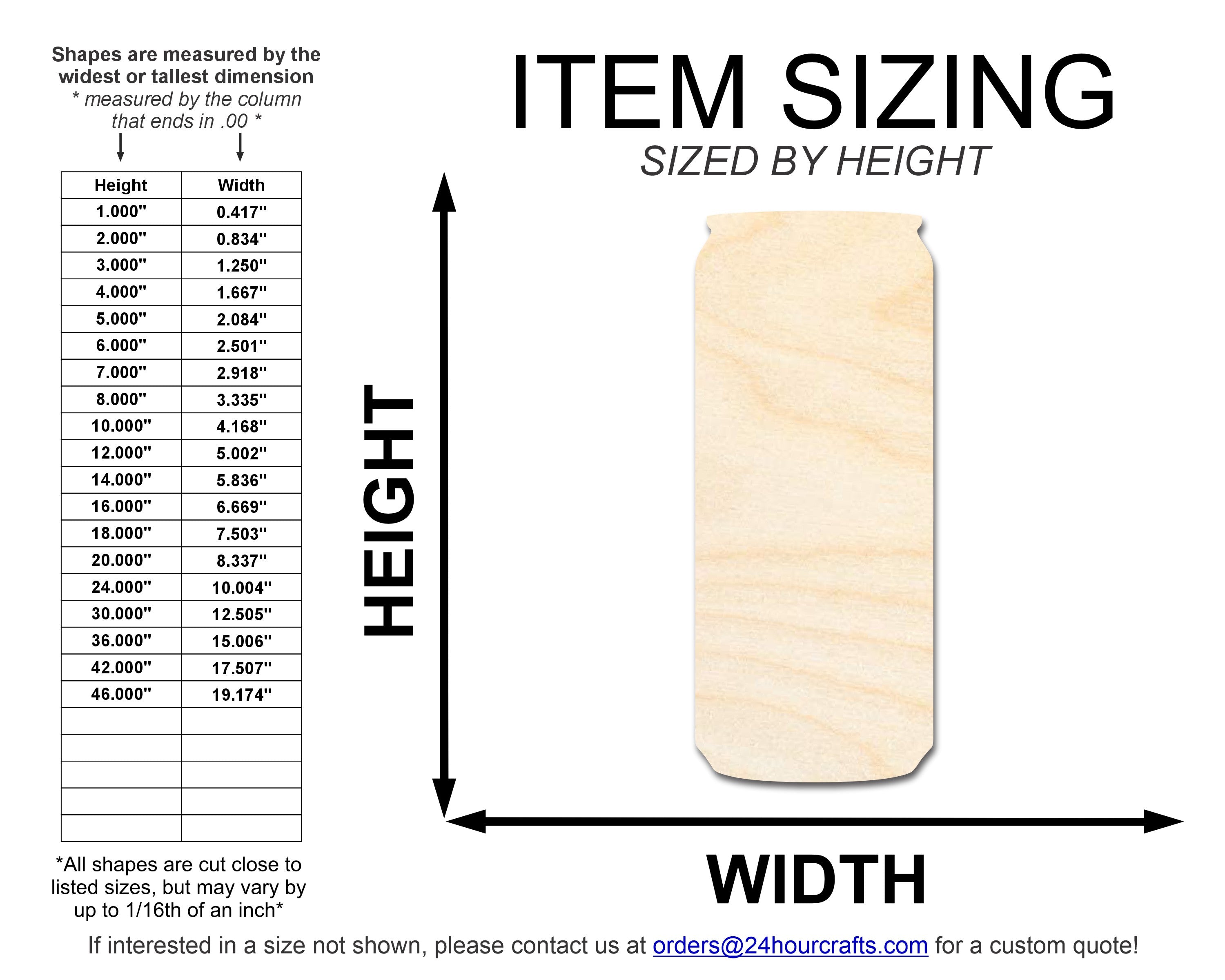 Unfinished Tall Can Shape | DIY Craft Cutout | up to 46" DIY