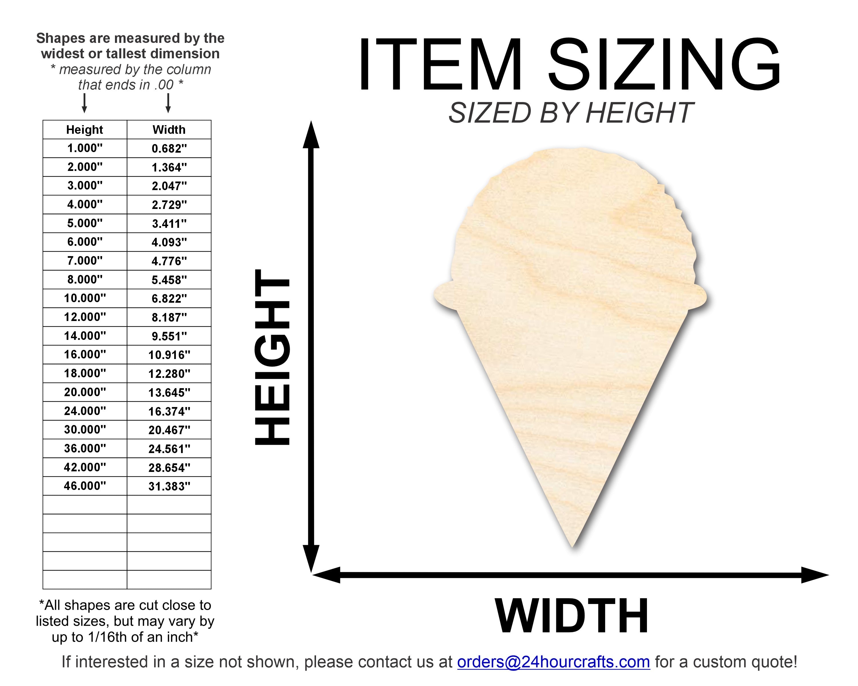 Unfinished Snow Cone Shape | DIY Craft Cutout | up to 46" DIY