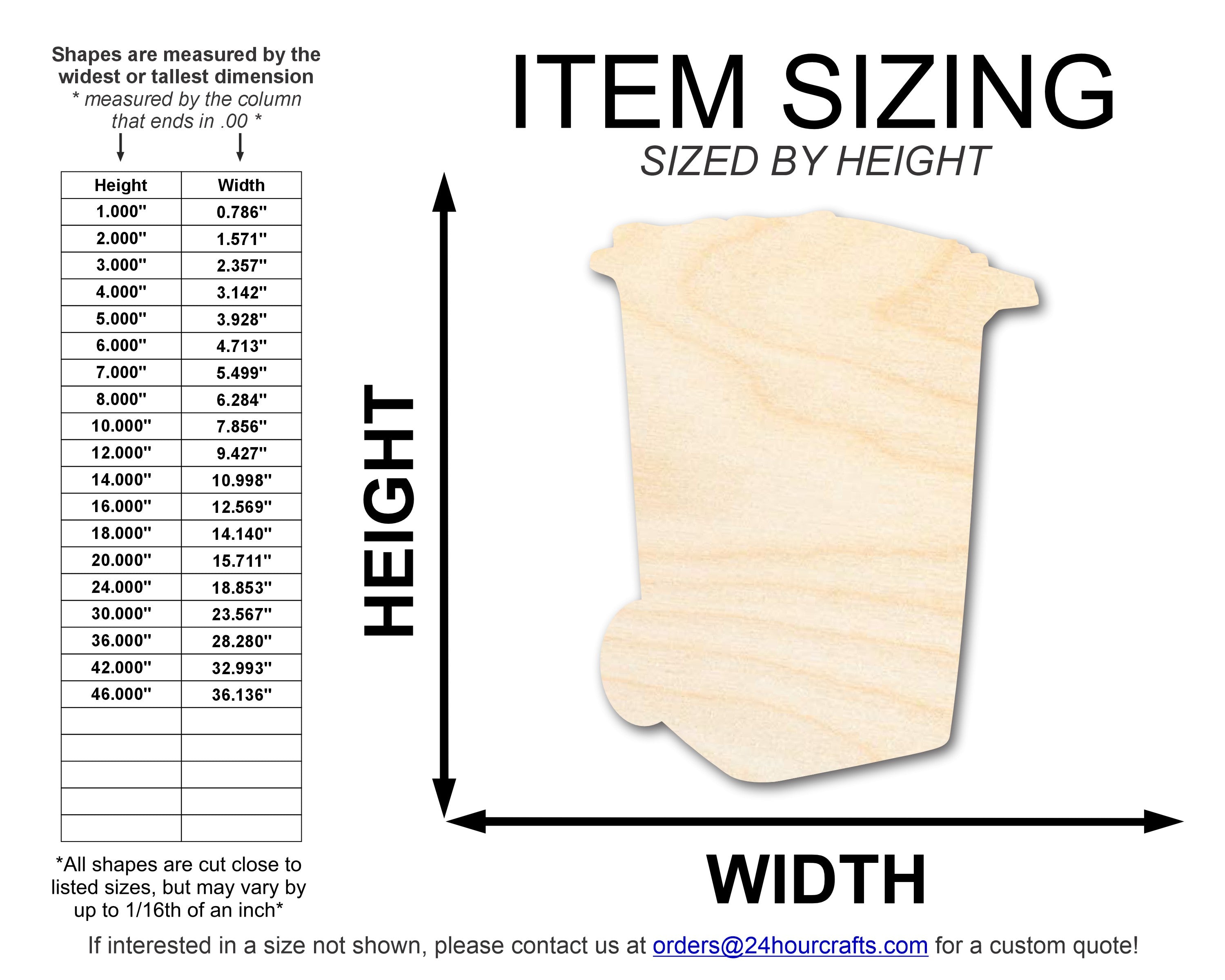 Unfinished Trash Can Shape | DIY Craft Cutout | up to 46" DIY