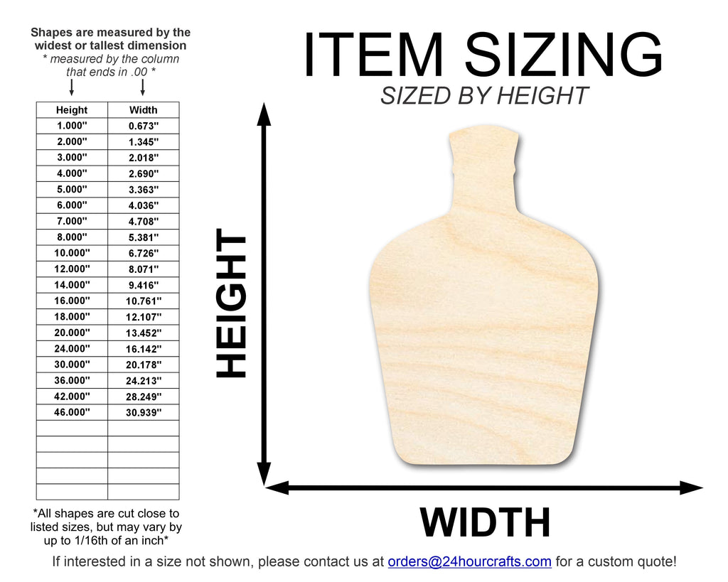 Unfinished Whisky Bottle Silhouette | DIY Craft Cutout | up to 46" DIY
