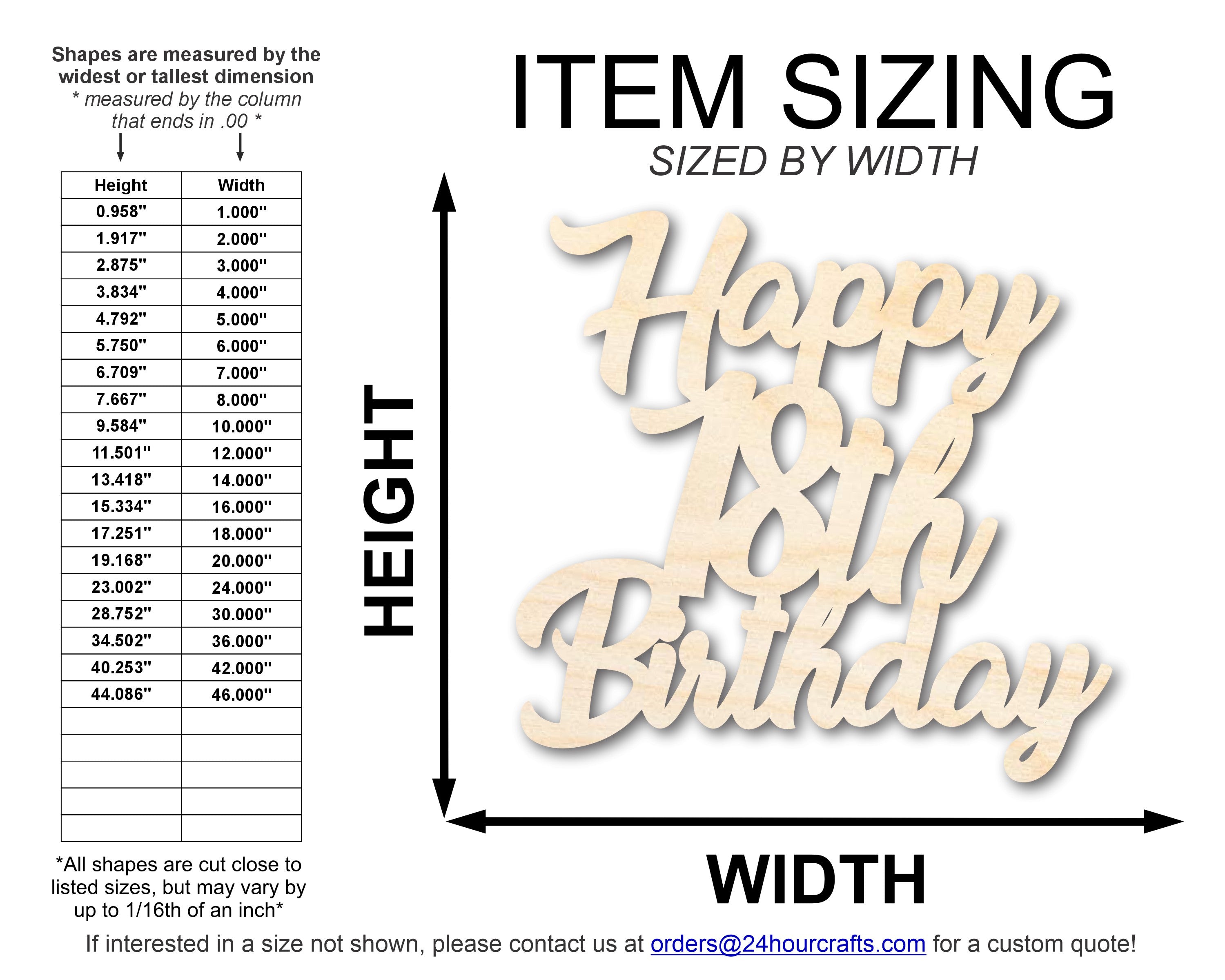Unfinished Happy Eighteenth Birthday Shape | DIY Craft Cutout | up to 46" DIY