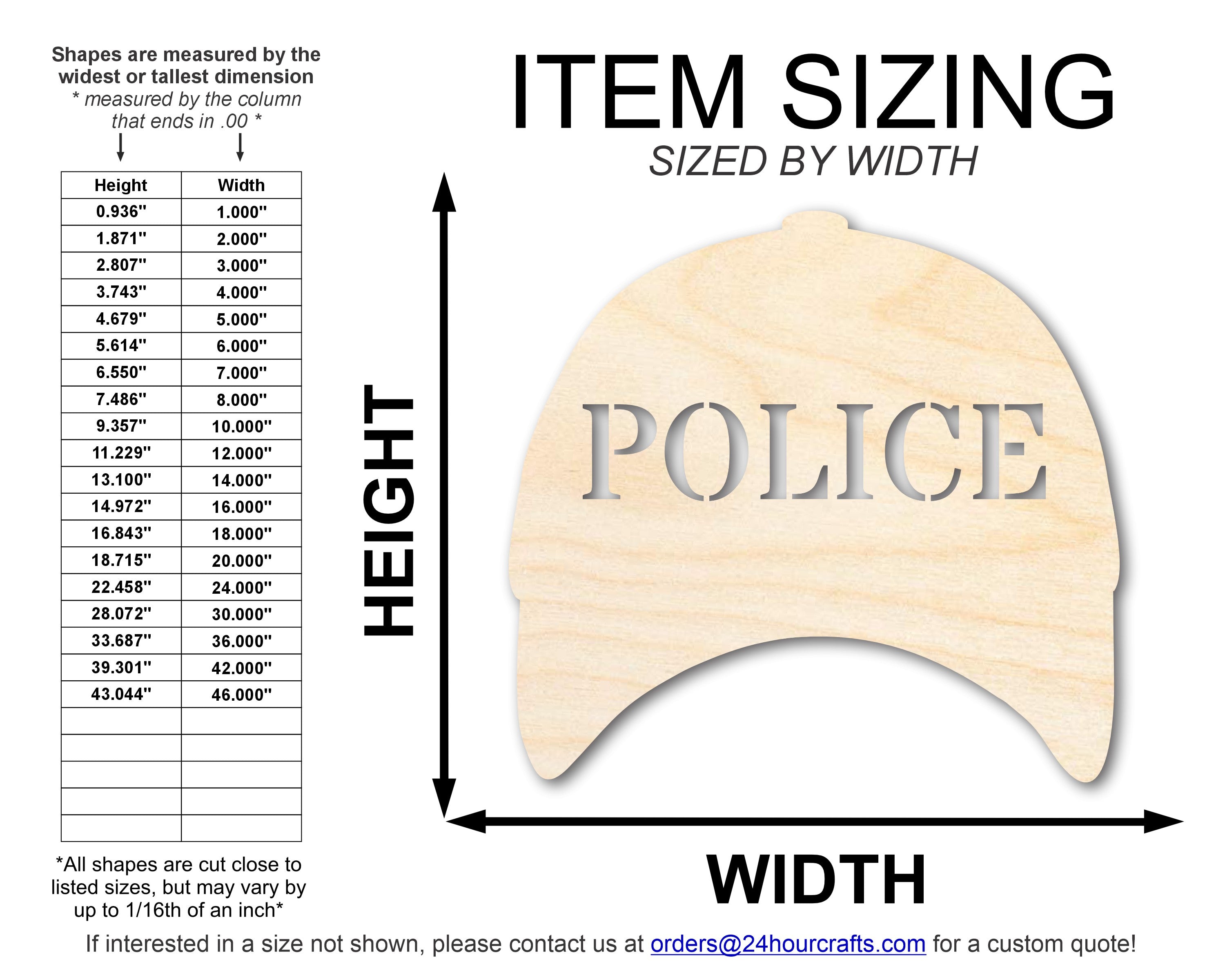 Unfinished Police Cap Shape | DIY Craft Cutout | up to 46" DIY