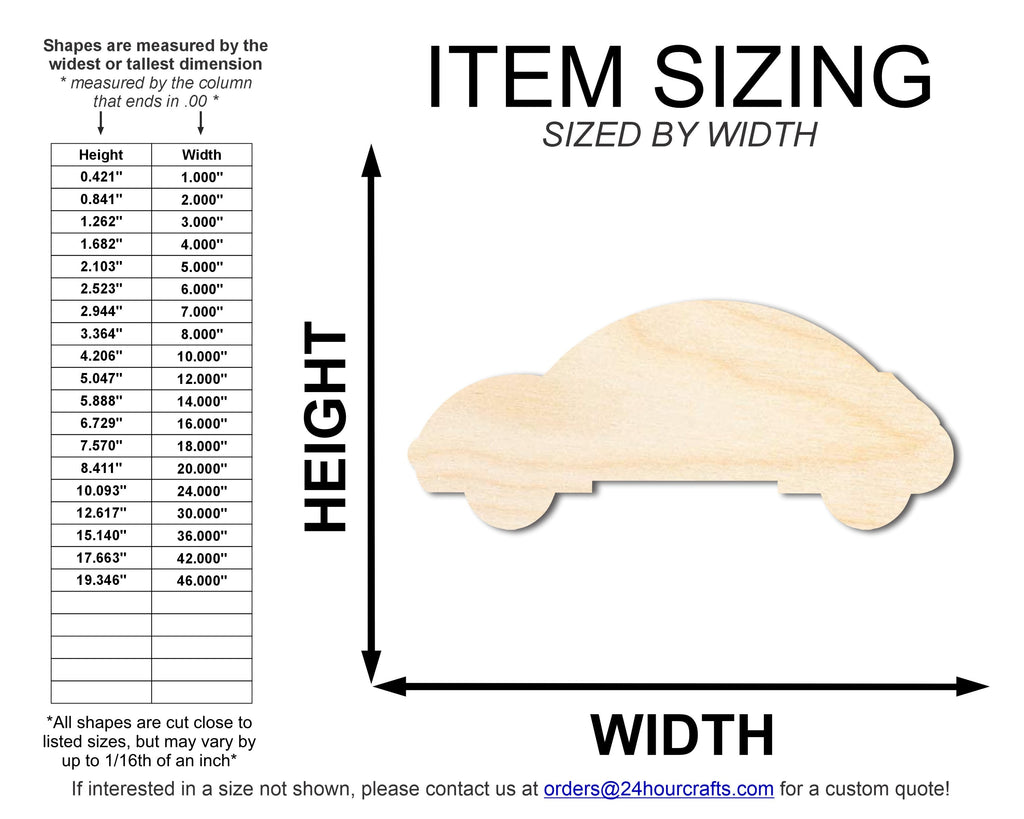 Unfinished Economy Car Shape | DIY Craft Cutout | up to 46" DIY