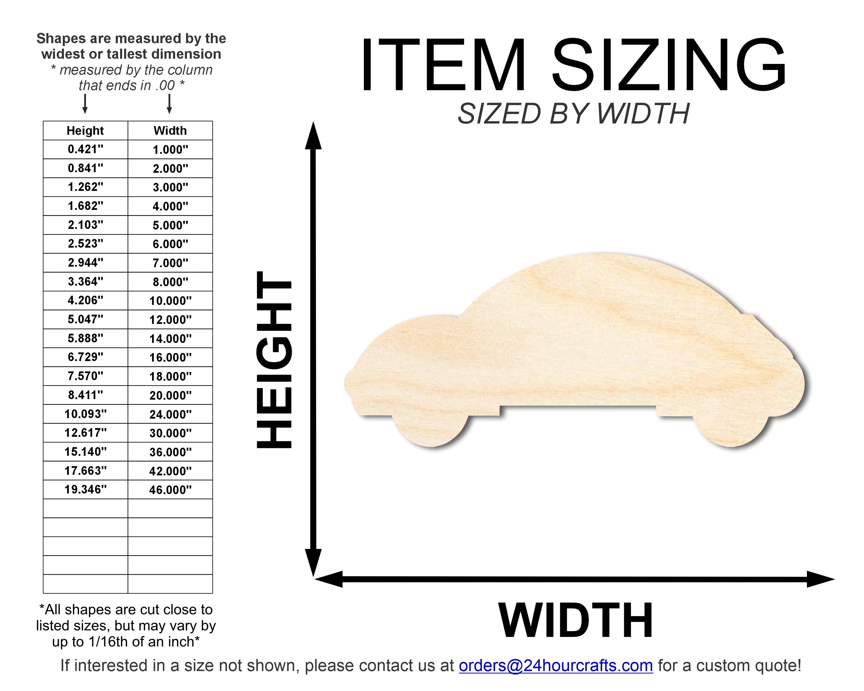 Unfinished Economy Car Shape | DIY Craft Cutout | up to 46" DIY