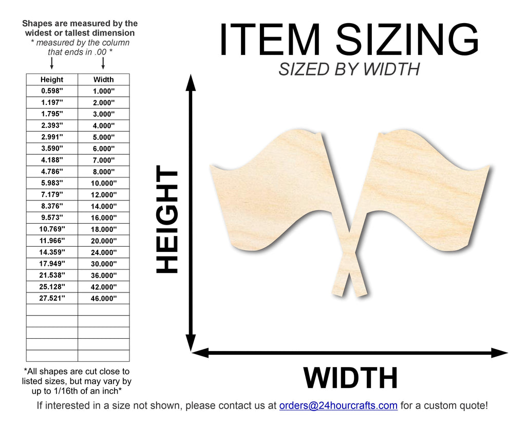Unfinished Crossed Flags Shape | DIY Craft Cutout | up to 46" DIY