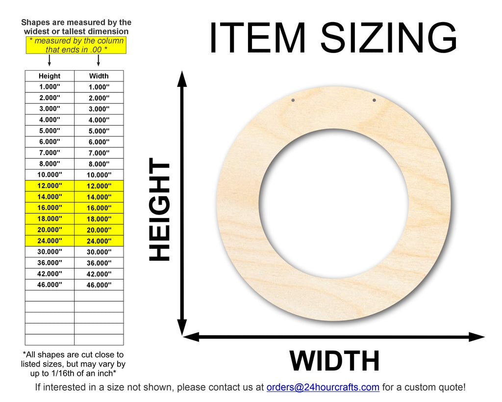 Unfinished Round Wreath Door Hanger | DIY Craft Cutout | Door Hanger | up to 46" DIY