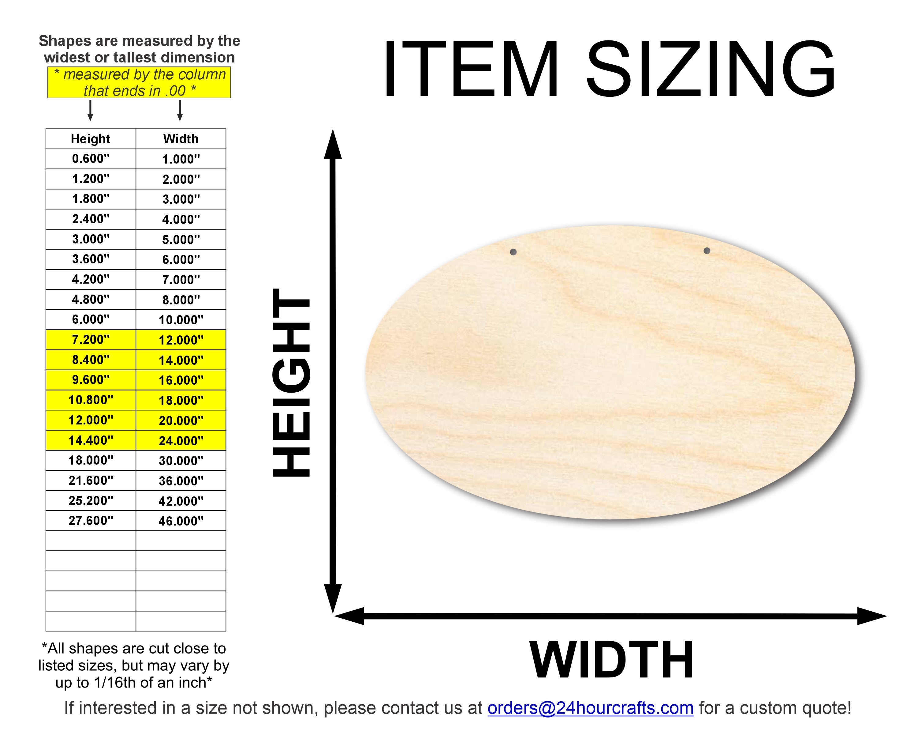 Unfinished Oval Door Hanger | DIY Craft Cutout | Door Hanger | up to 46" DIY