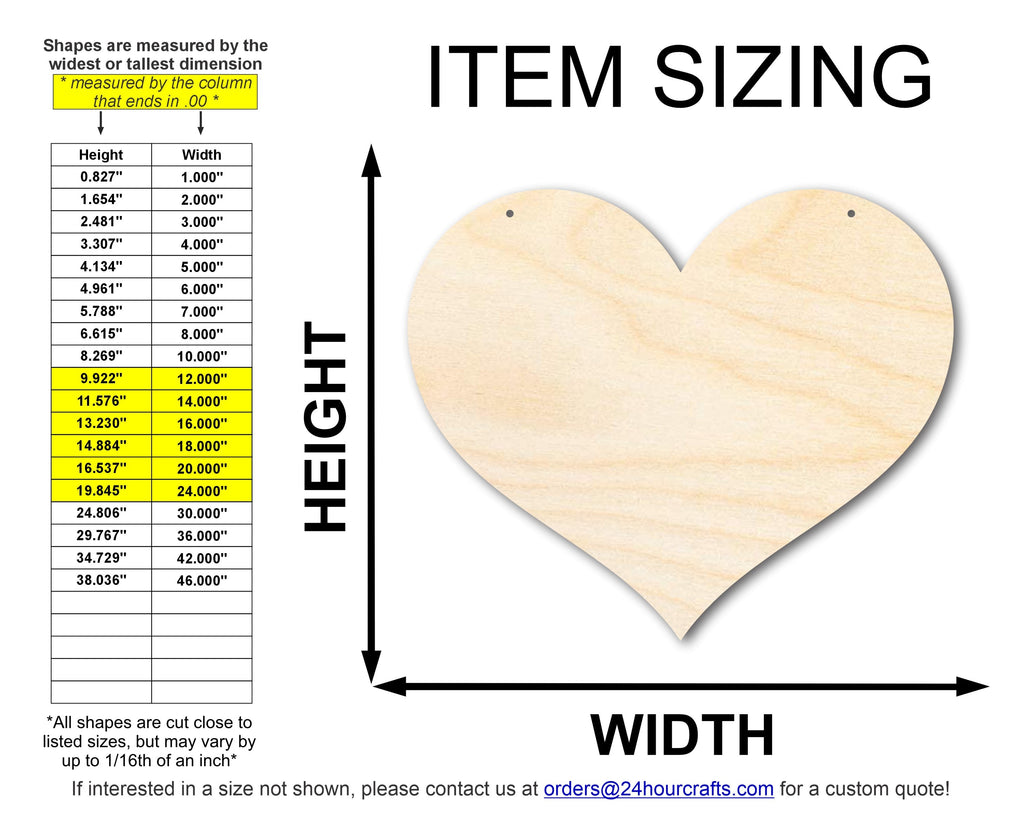 Unfinished Heart Door Hanger | DIY Craft Cutout | Door Hanger | up to 46" DIY