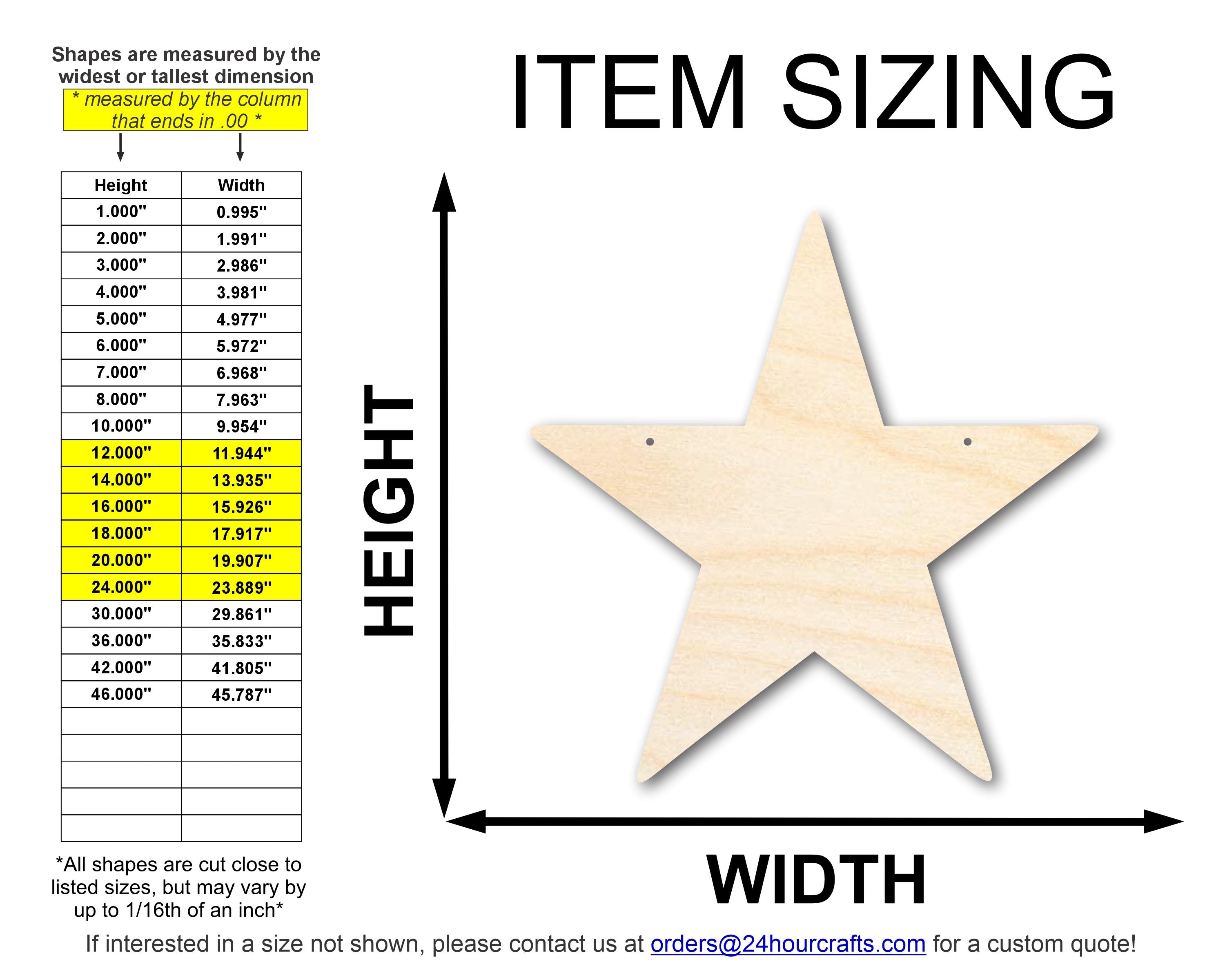 Unfinished Star Door Hanger | DIY Craft Cutout | Door Hanger | up to 46" DIY