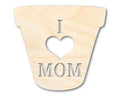Unfinished I Love Mom Flower Pot Shape | DIY Craft Cutout | up to 46" DIY