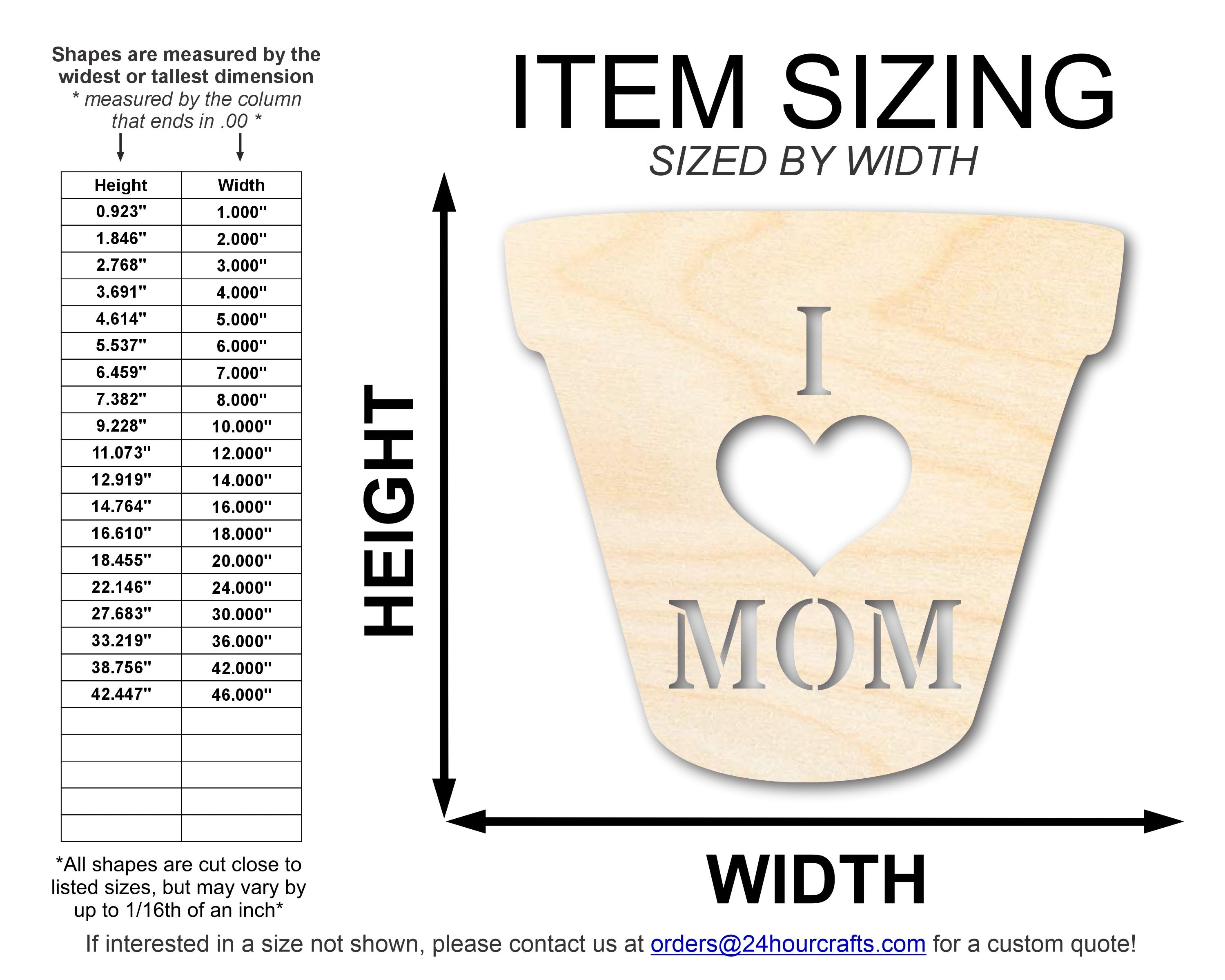 Unfinished I Love Mom Flower Pot Shape | DIY Craft Cutout | up to 46" DIY