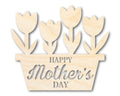 Unfinished Happy Mother's Day Flower Pot Shape | DIY Craft Cutout | up to 46" DIY