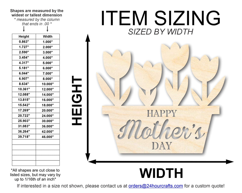 Unfinished Happy Mother's Day Flower Pot Shape | DIY Craft Cutout | up to 46" DIY