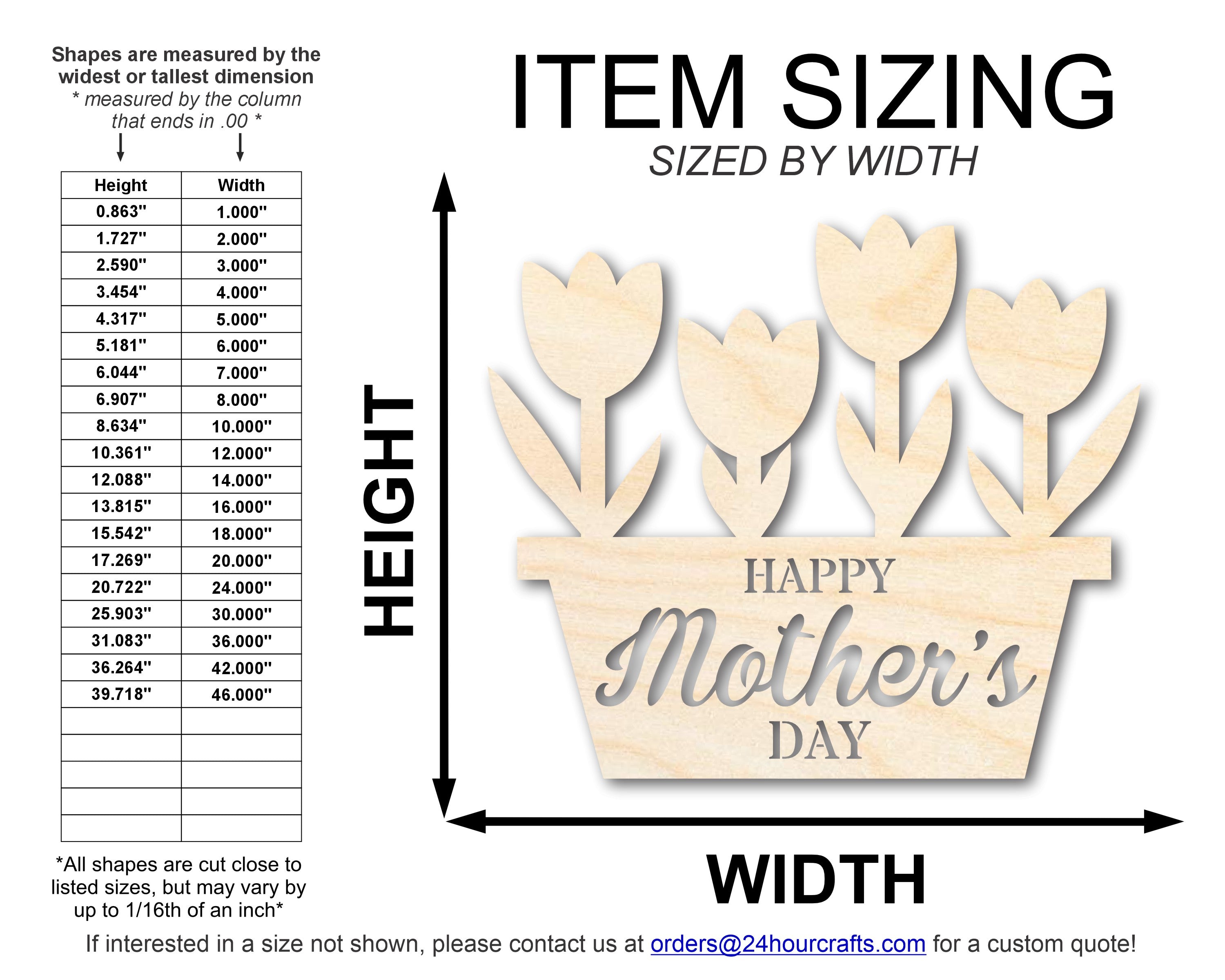 Unfinished Happy Mother's Day Flower Pot Shape | DIY Craft Cutout | up to 46" DIY