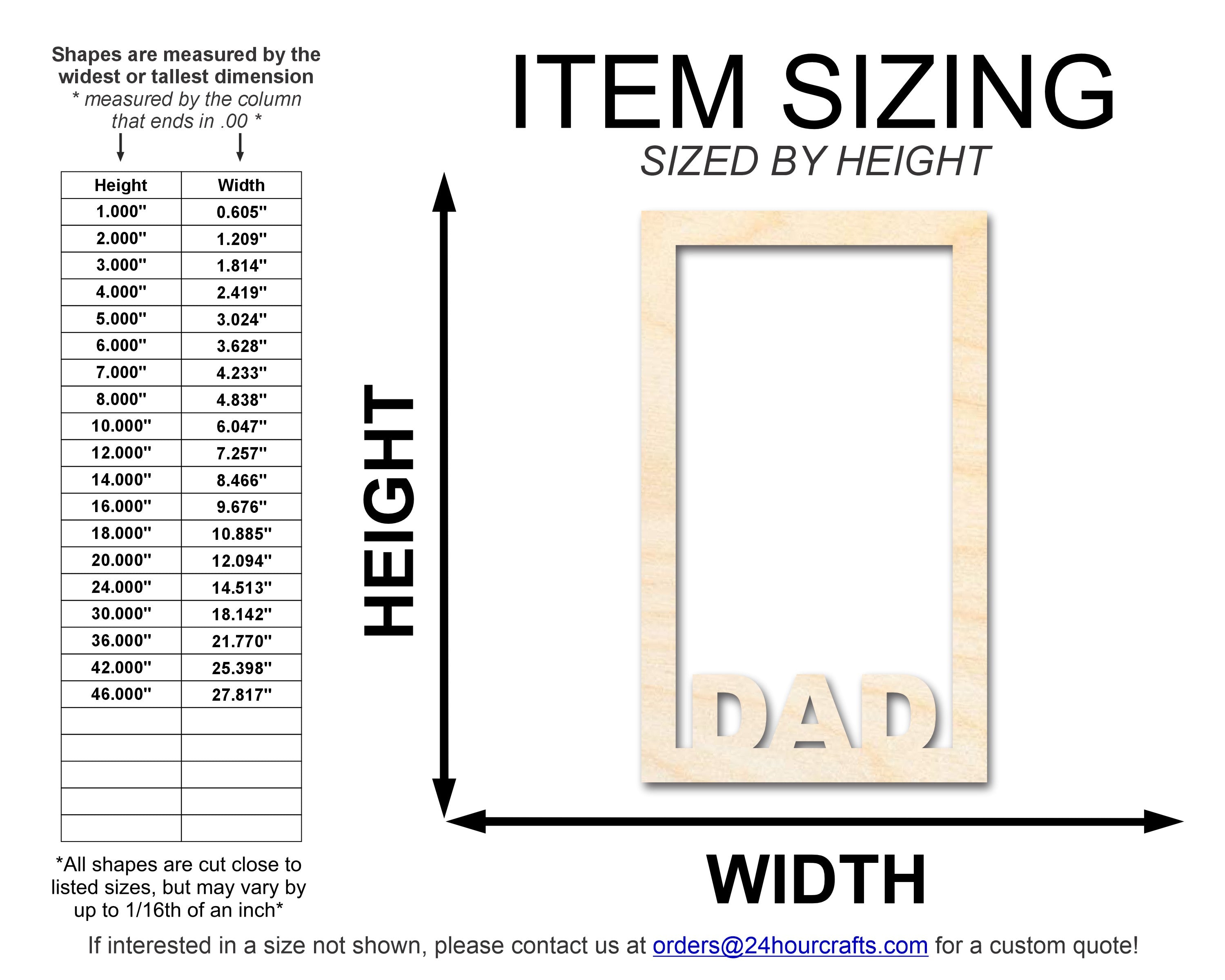 Unfinished Dad Frame Shape | DIY Craft Cutout | up to 46" DIY
