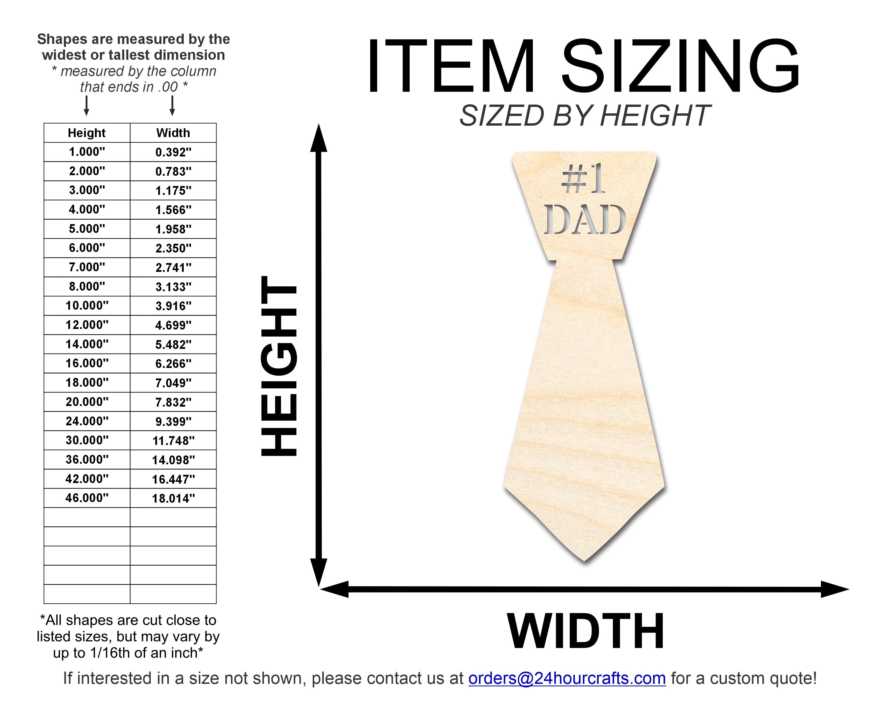 Unfinished Dad Tie Shape | DIY Craft Cutout | up to 46" DIY