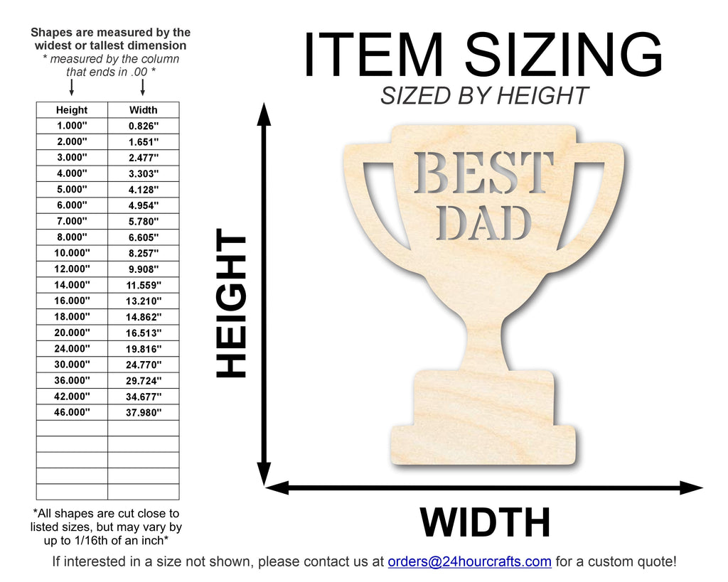 Unfinished Best Dad Trophy Shape | DIY Craft Cutout | up to 46" DIY