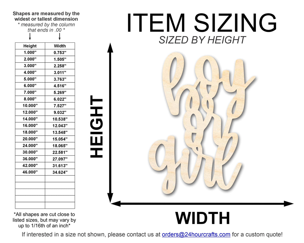 Unfinished Boy or Girl Sign Shape | DIY Craft Cutout | up to 46" DIY