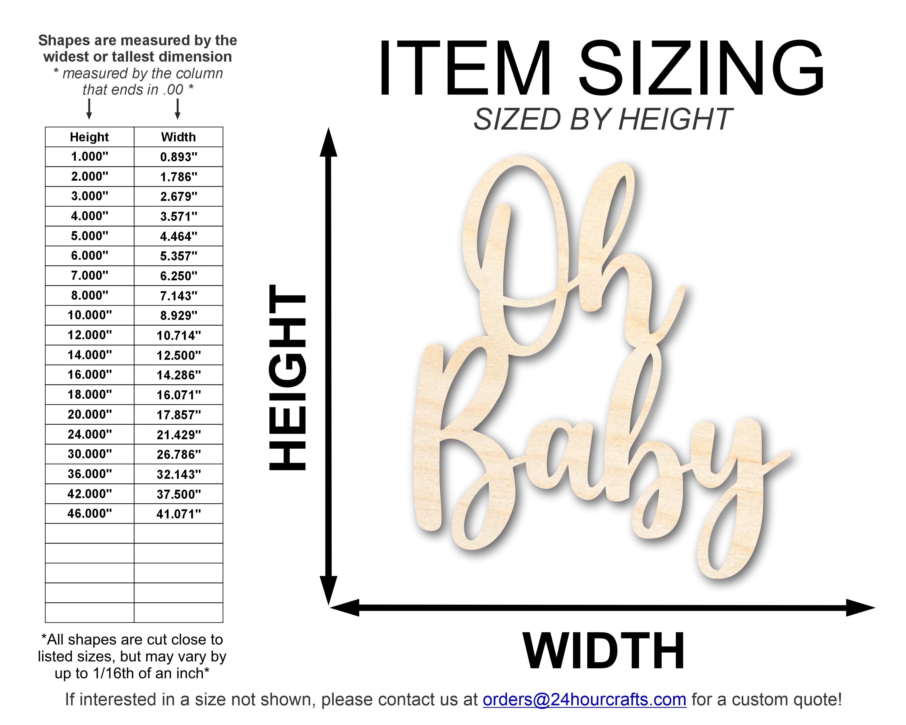 Unfinished Oh Baby Sign Shape | DIY Craft Cutout | up to 46" DIY