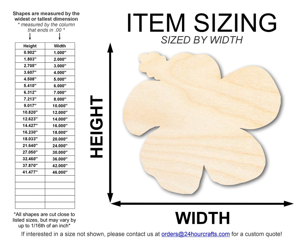 Unfinished Wood Hibiscus Flower Silhouette | DIY Craft Cutout | up to 46" DIY