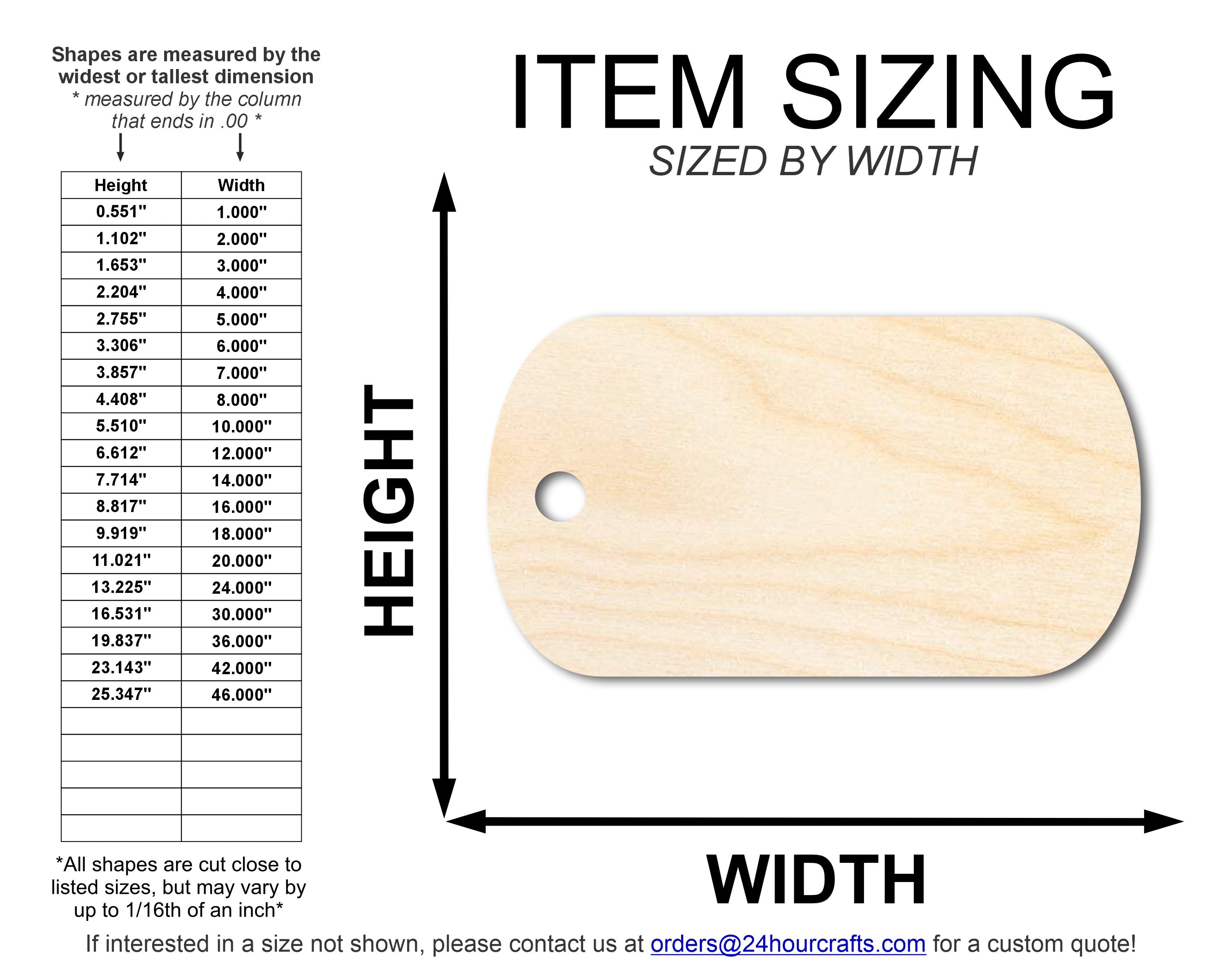 Unfinished Wood Military Dog Tag Shape | DIY Craft Cutout | up to 46" DIY