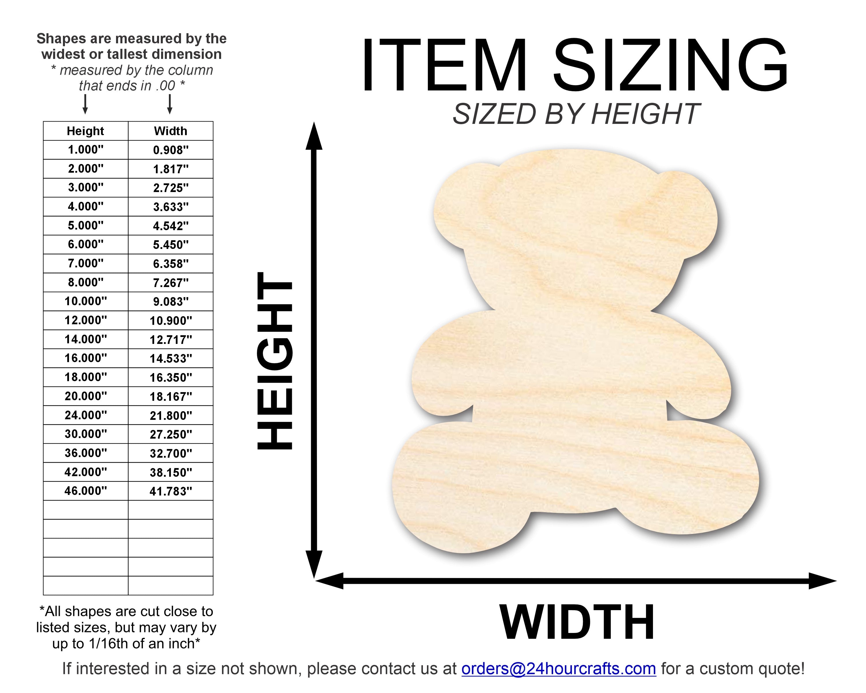 Unfinished Wood Teddy Bear Shape | DIY Craft Cutout | up to 46" DIY