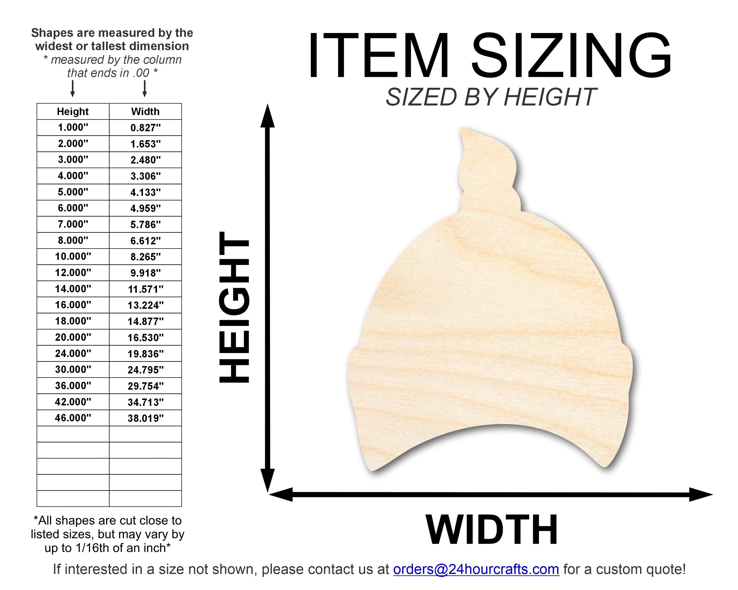 Unfinished Wood Newborn Baby Hat Shape | DIY Craft Cutout | up to 46" DIY