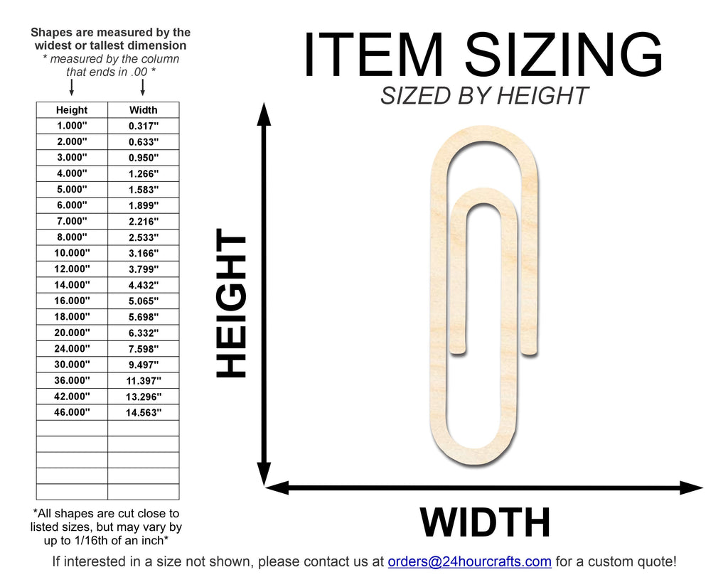 Unfinished Wood Paper Clip Shape | DIY Craft Cutout | up to 46" DIY