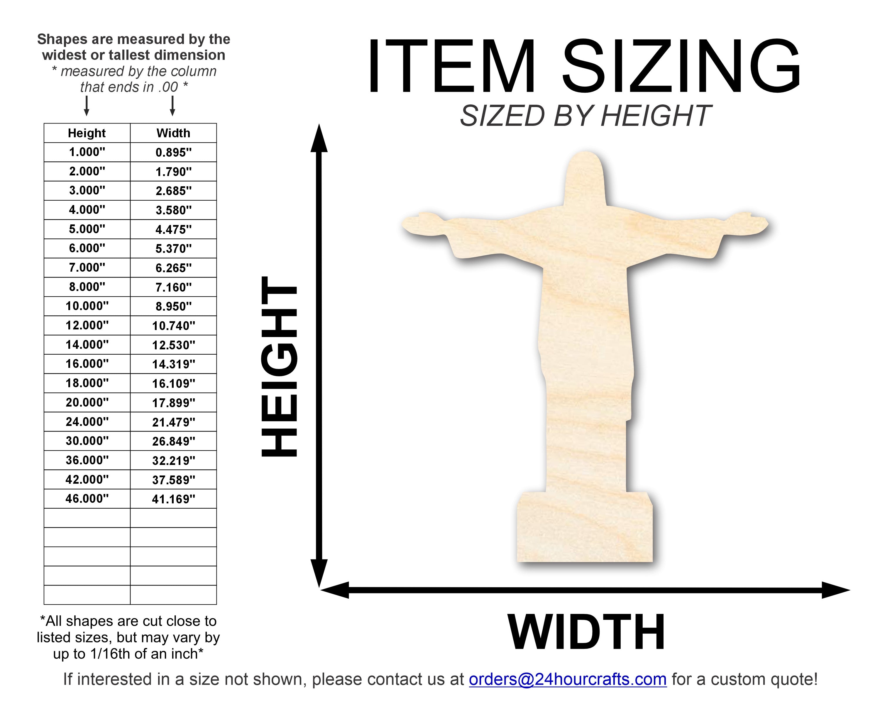 Unfinished Wood Christ the Redeemer Shape | DIY Craft Cutout | up to 46" DIY