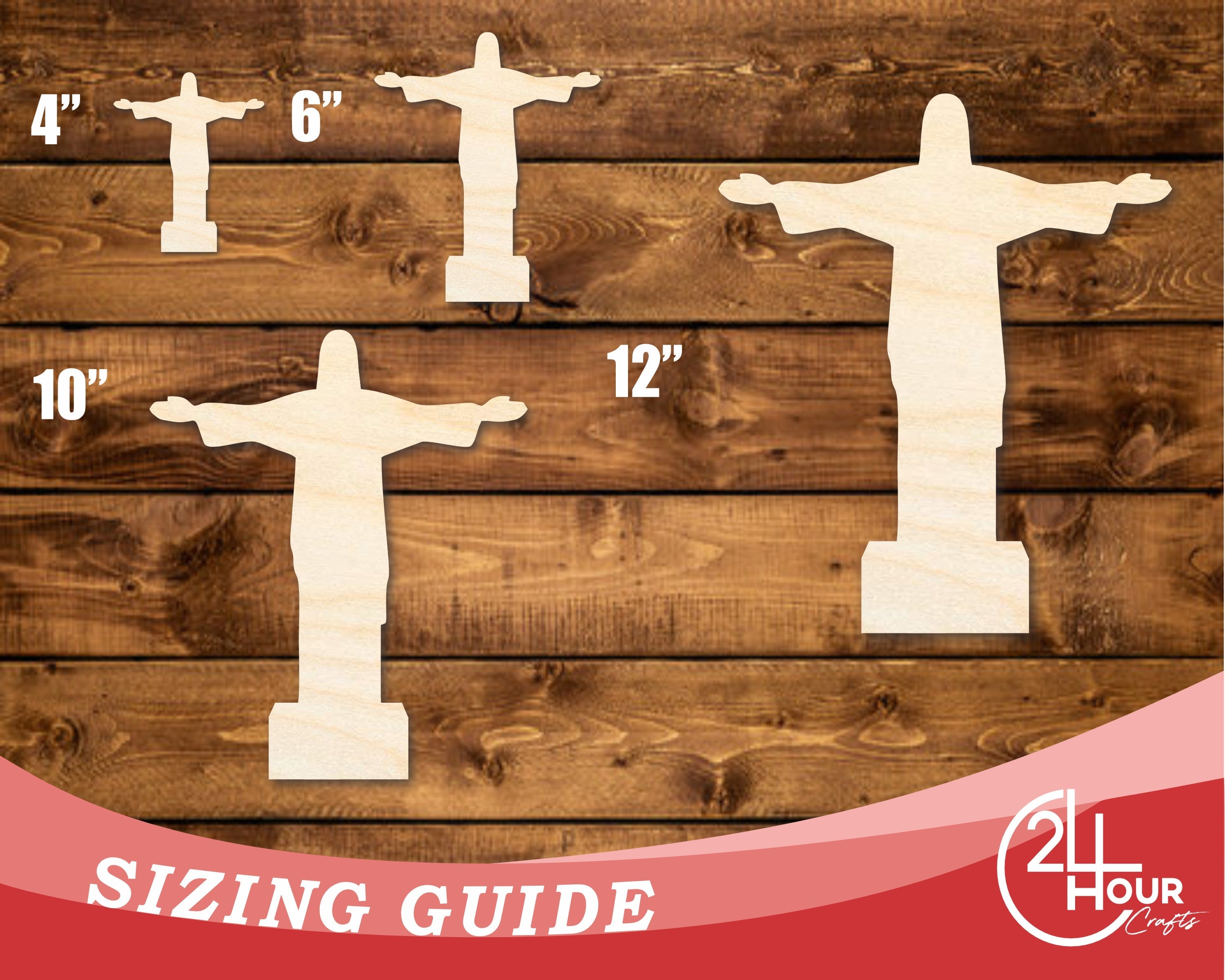 Unfinished Wood Christ the Redeemer Shape | DIY Craft Cutout | up to 46" DIY