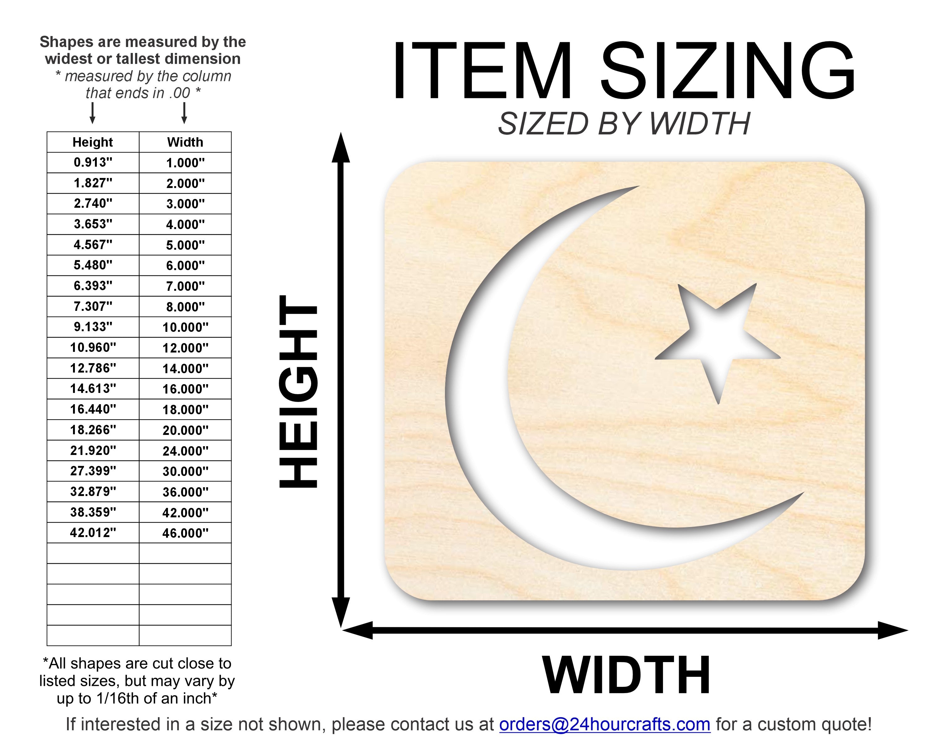 Unfinished Wood Islam Symbol Shape | DIY Craft Cutout | up to 46" DIY
