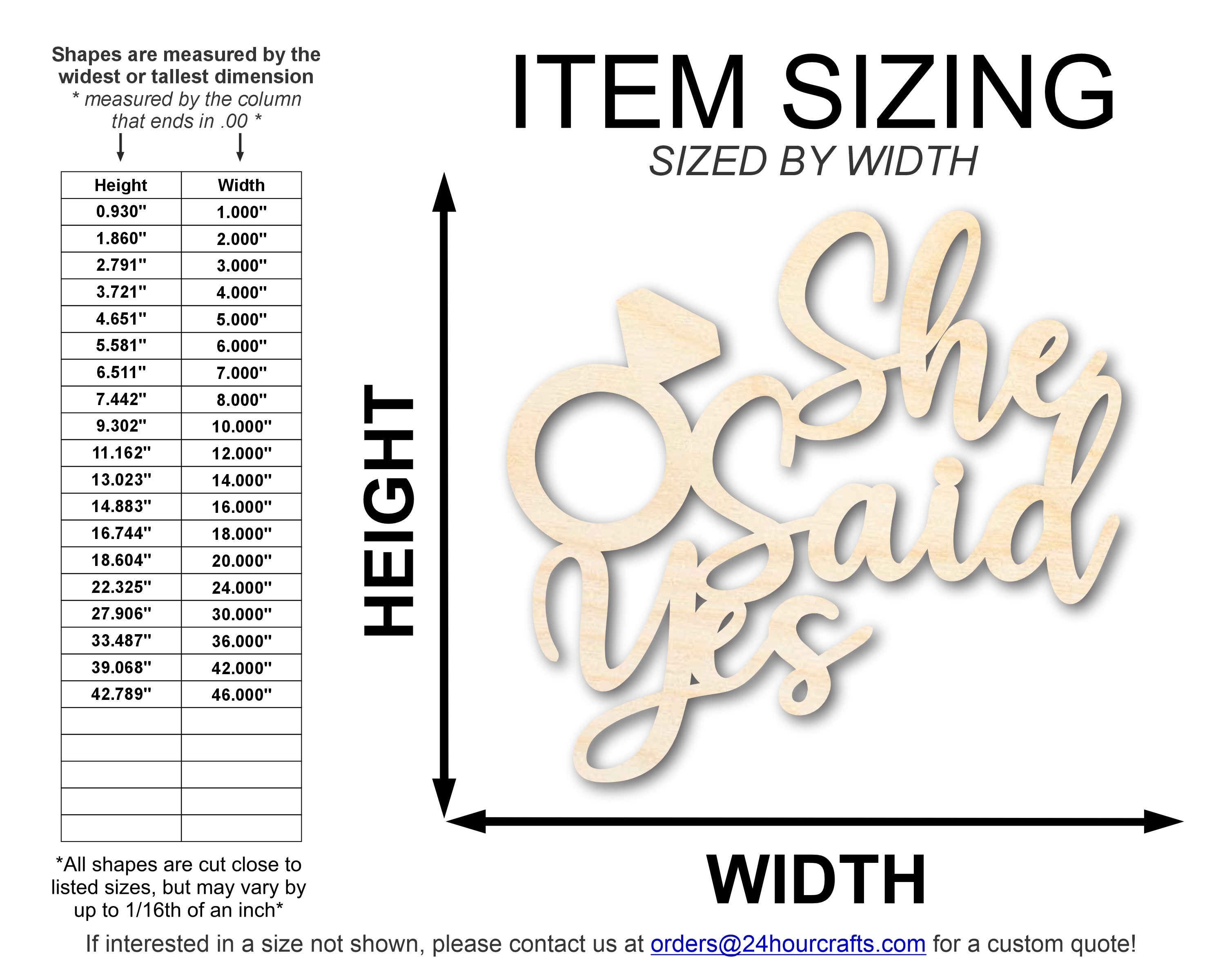 Unfinished Wood She Said Yes Shape | DIY Craft Cutout | up to 46" DIY