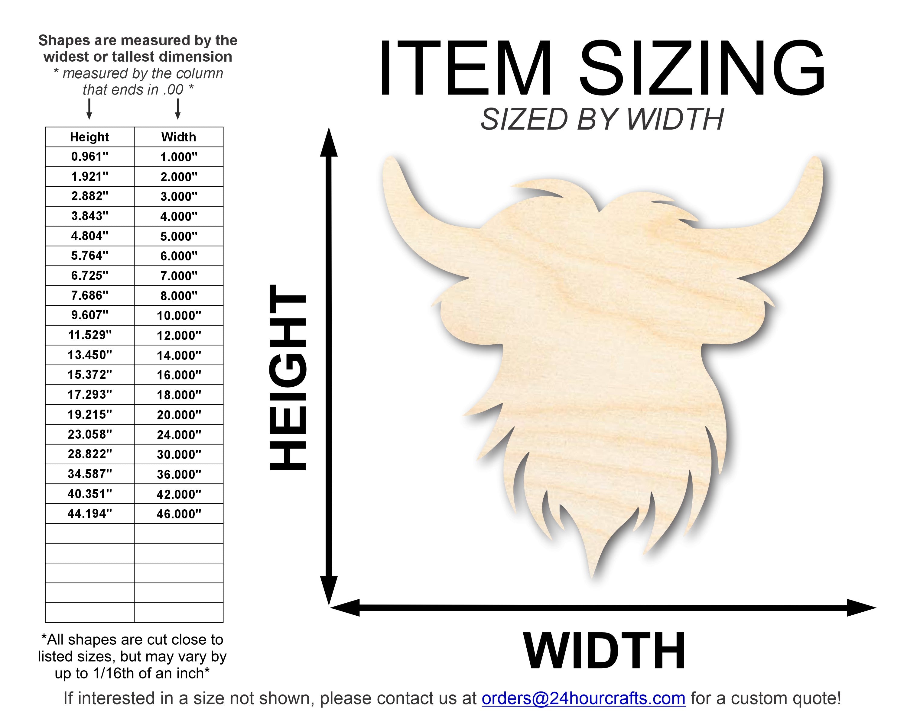 Unfinished Wood Highland Cow Head Shape | DIY Craft Cutout | up to 46" DIY
