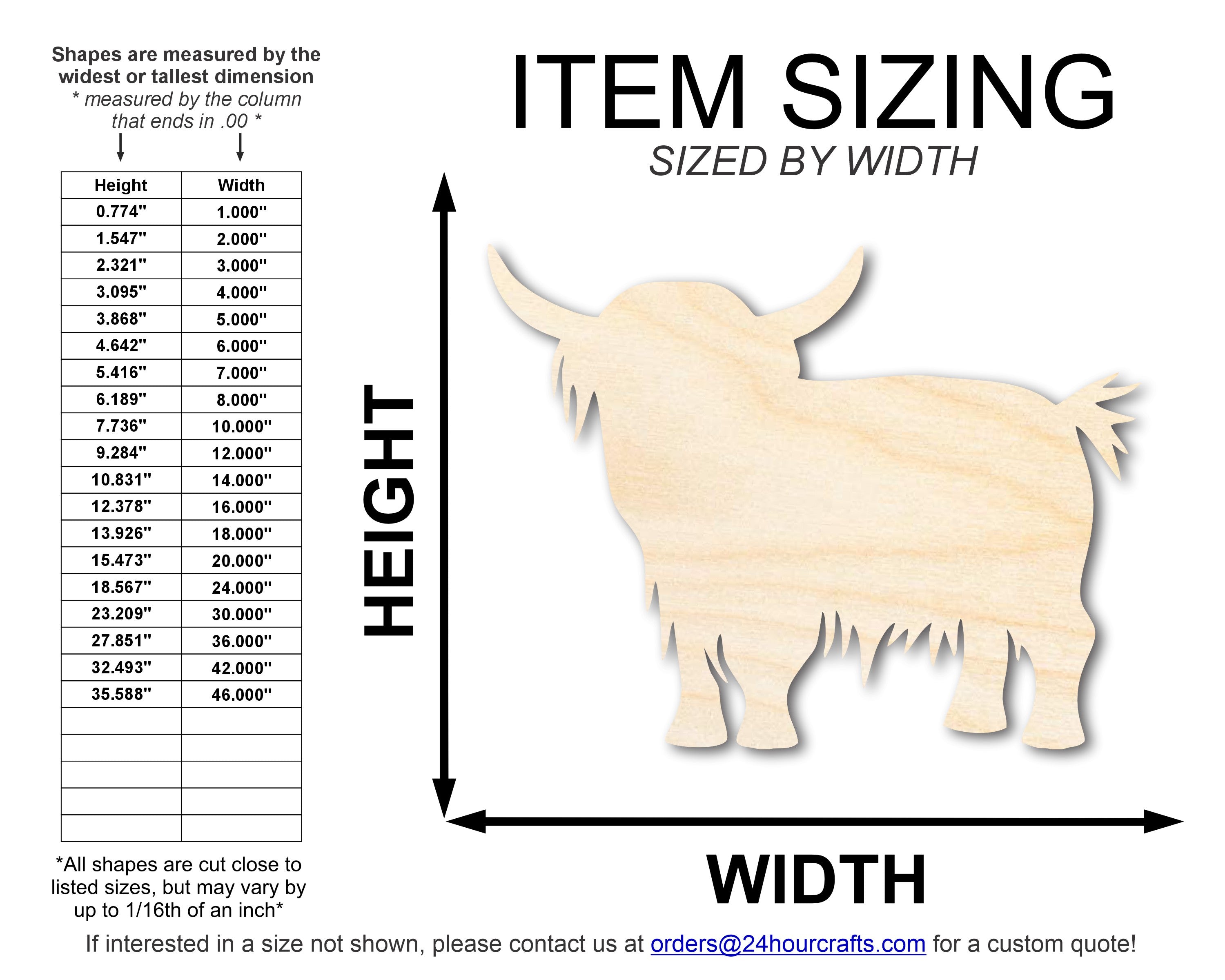Unfinished Wood Highland Cow Shape | DIY Craft Cutout | up to 46" DIY