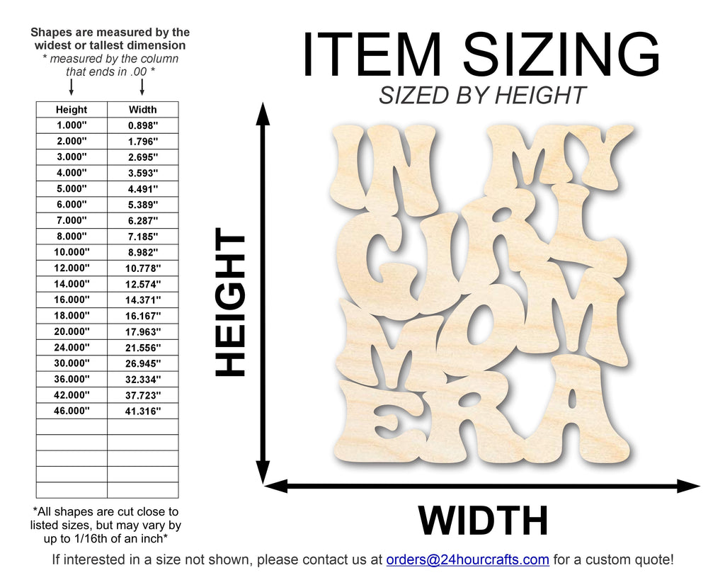 Unfinished Wood In My Girl Mom Era Cutout | DIY Craft Shape | up to 46" DIY