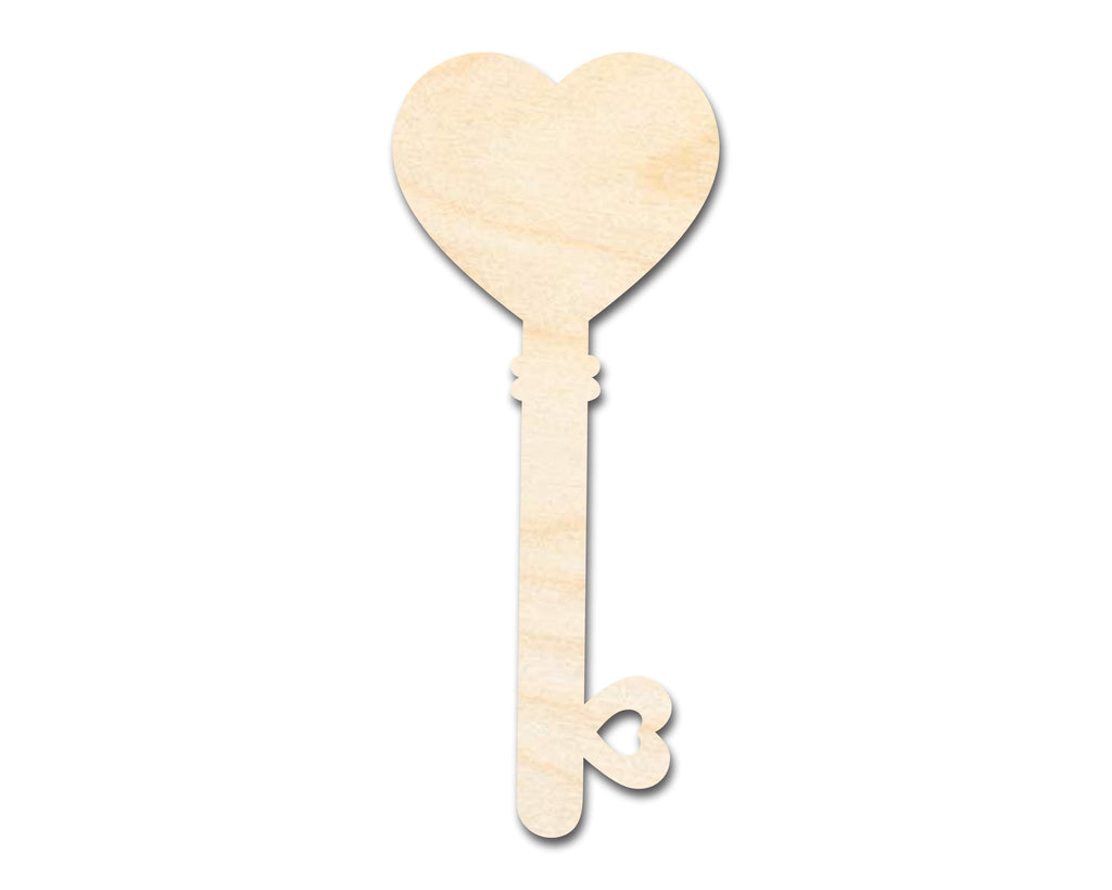 Unfinished Wood Heart Key Shape | DIY Craft Cutout | up to 46" DIY