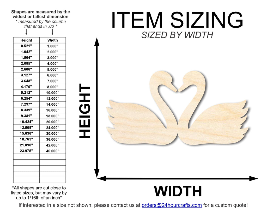 Unfinished Wood Love Swans Shape | DIY Craft Cutout | up to 46" DIY