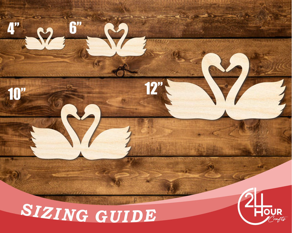 Unfinished Wood Love Swans Shape | DIY Craft Cutout | up to 46" DIY