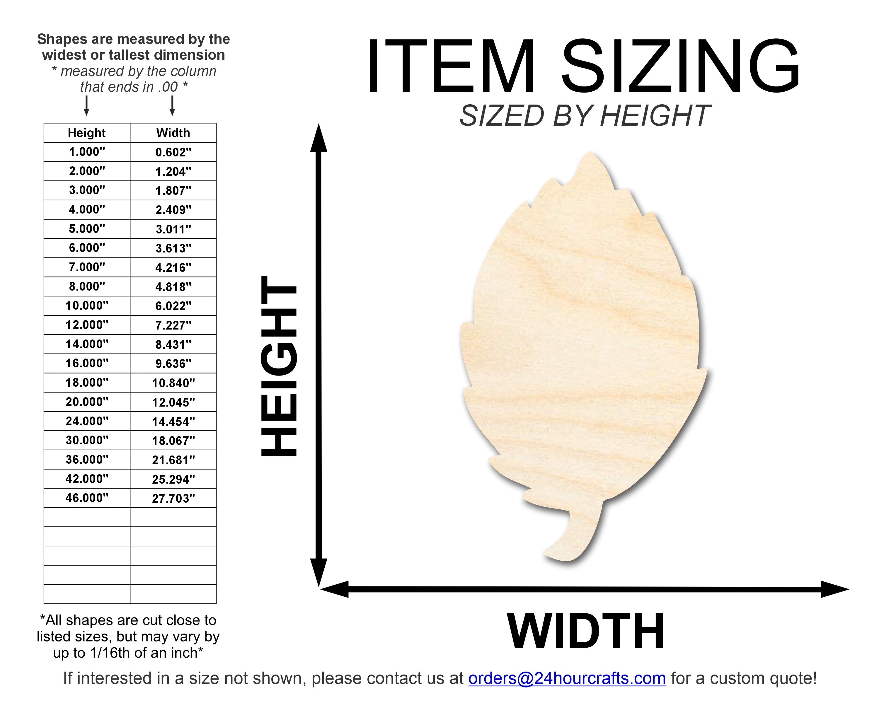 Unfinished Wood Simple Fall Leaf Shape | DIY Craft Cutout | up to 46" DIY
