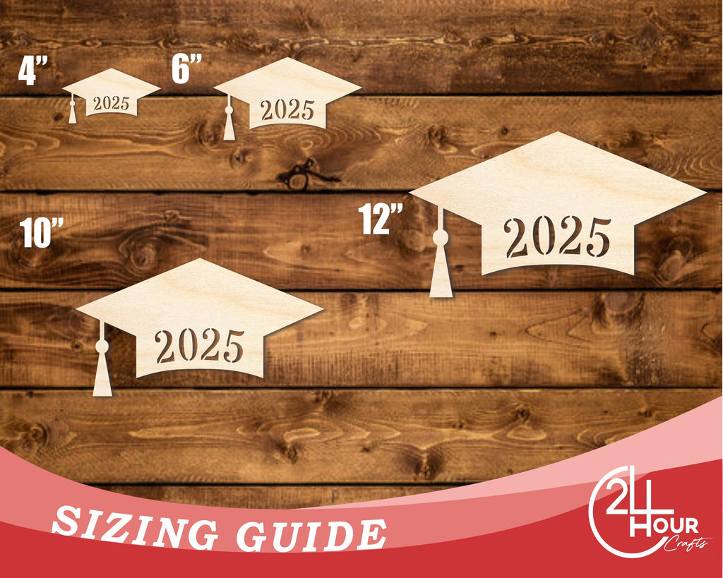 Unfinished Wood 2025 Graduation Cap Shape | DIY Craft Cutout | up to 46" DIY