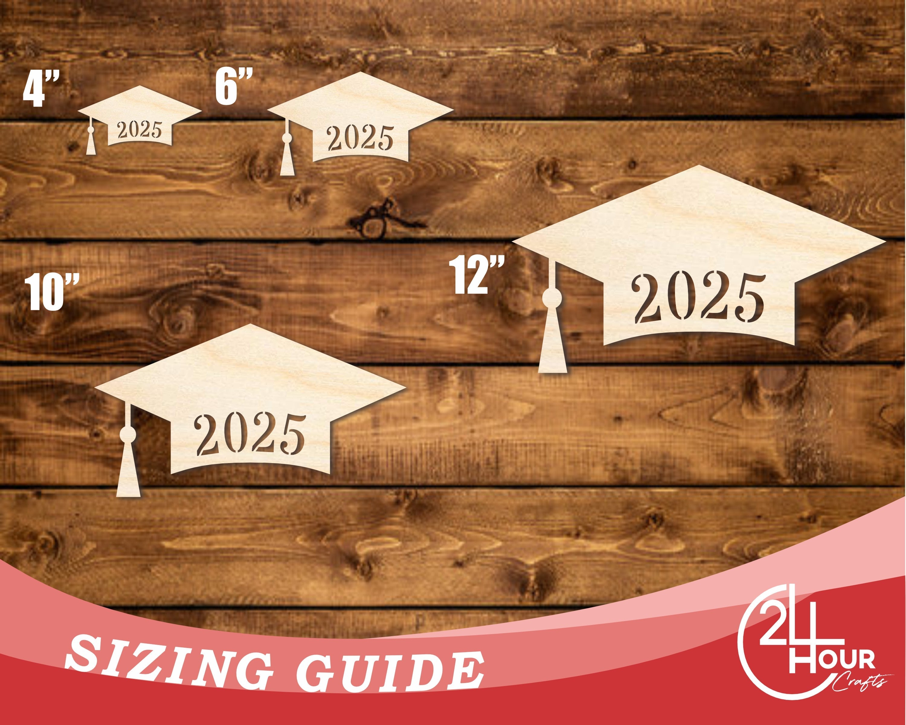 Unfinished Wood 2025 Graduation Cap Shape | DIY Craft Cutout | up to 46" DIY