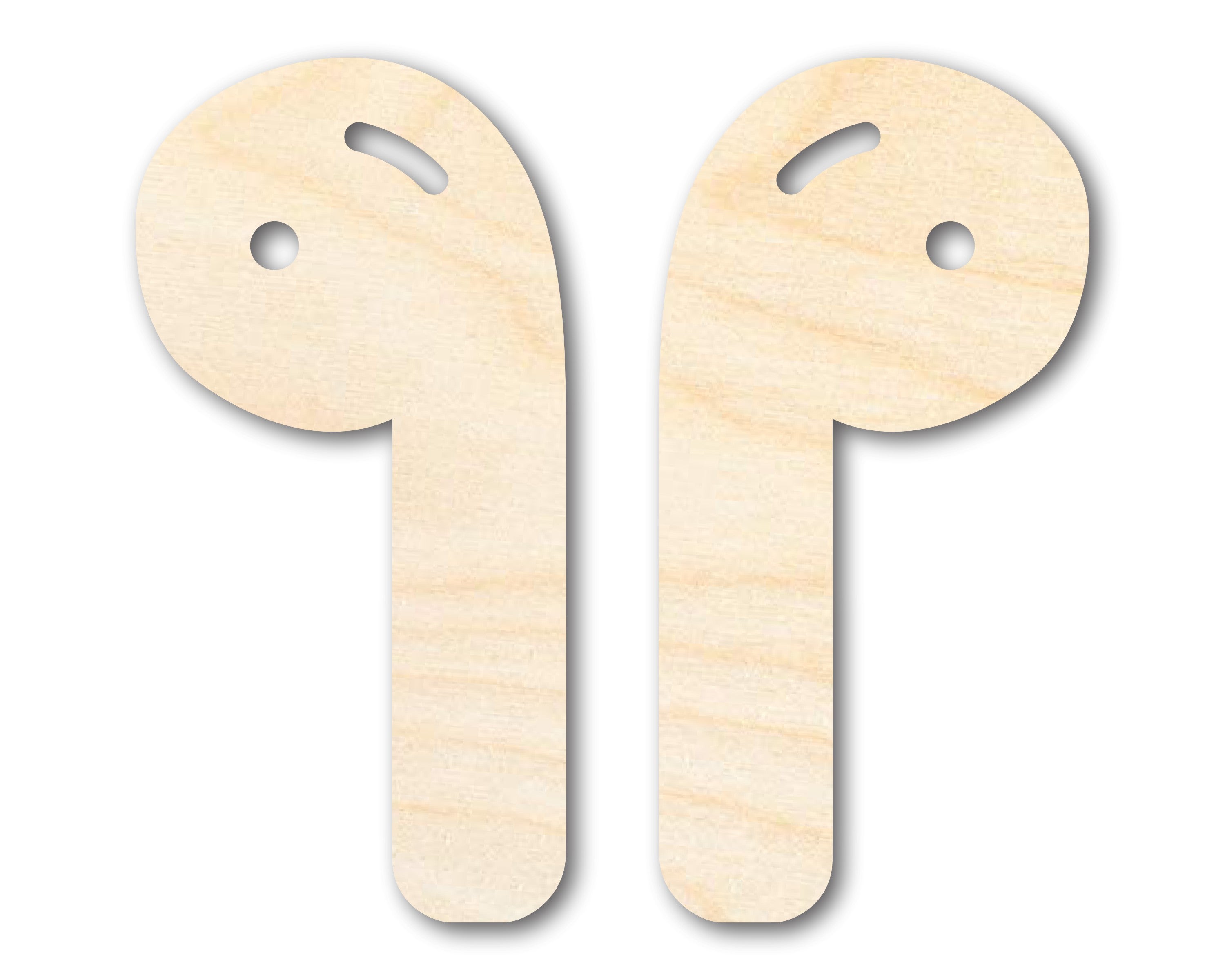 Unfinished Wood Earbuds Shape | DIY Craft Cutout | up to 46" DIY