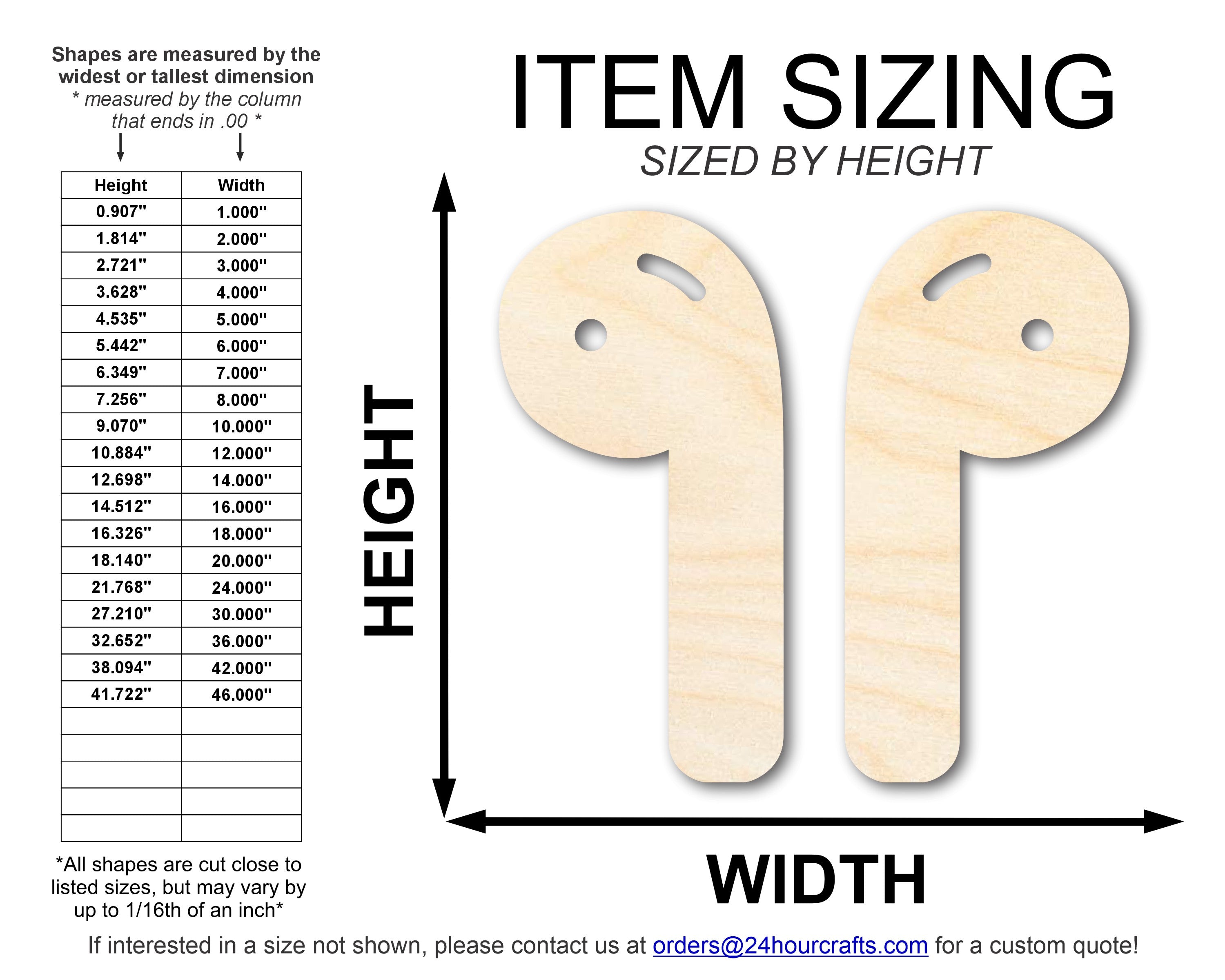 Unfinished Wood Earbuds Shape | DIY Craft Cutout | up to 46" DIY