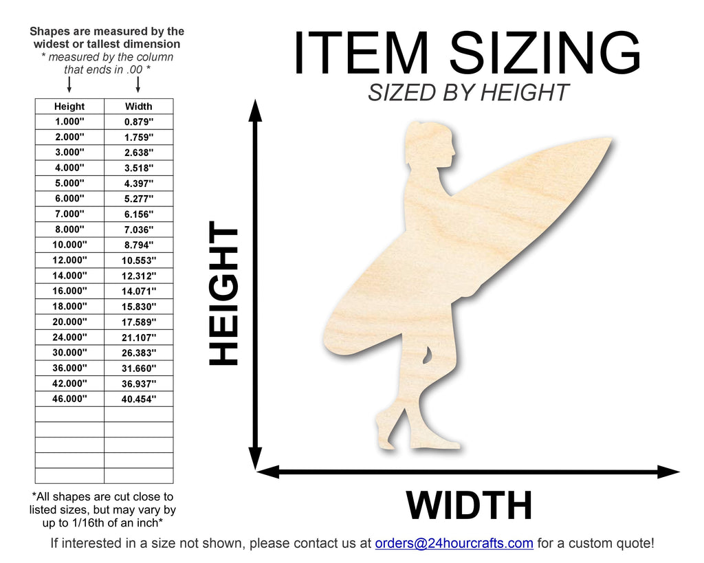 Unfinished Wood Surfer Girl Shape | DIY Craft Cutout | up to 46" DIY