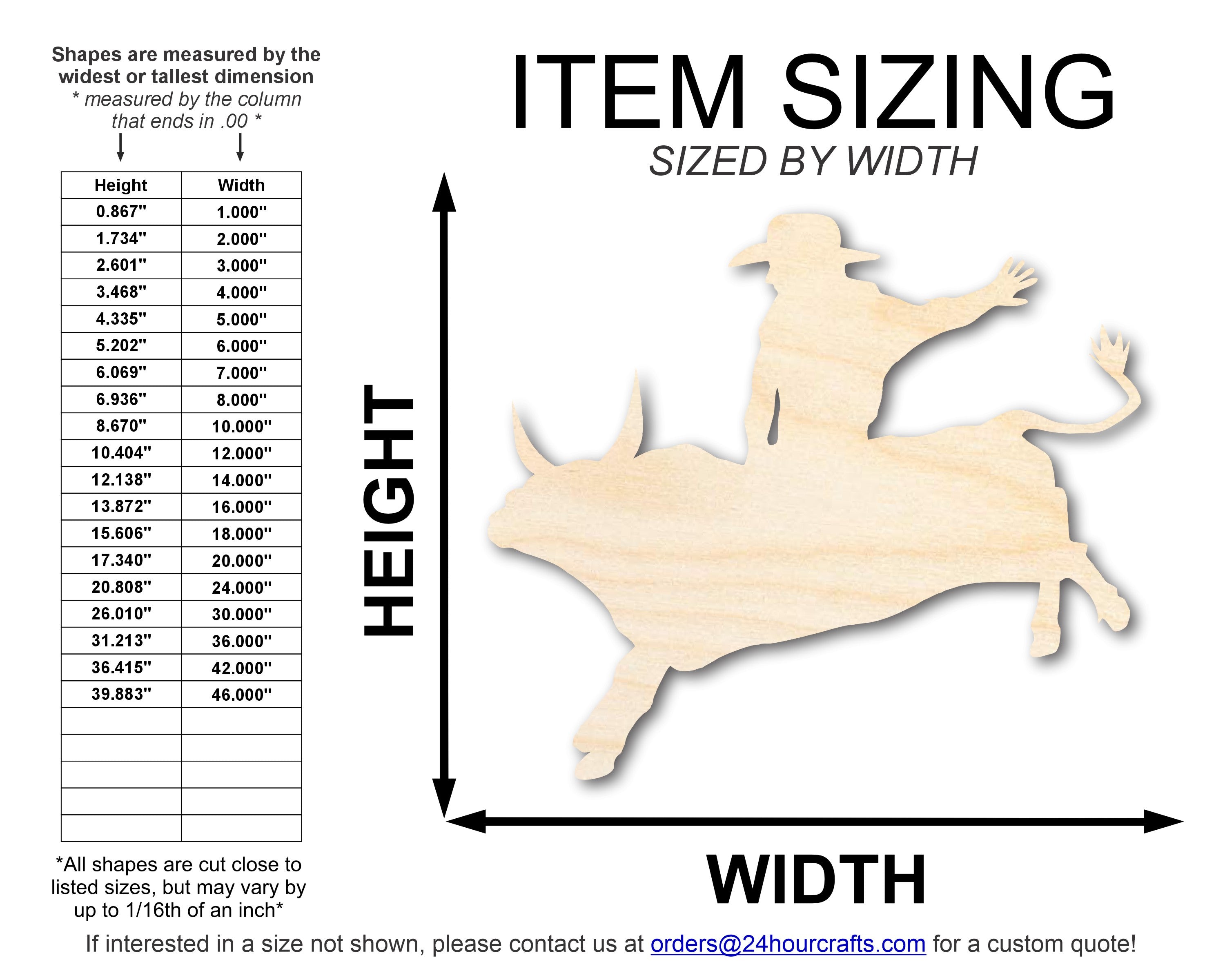 Unfinished Wood Bull Rider Shape | DIY Craft Cutout | up to 46" DIY
