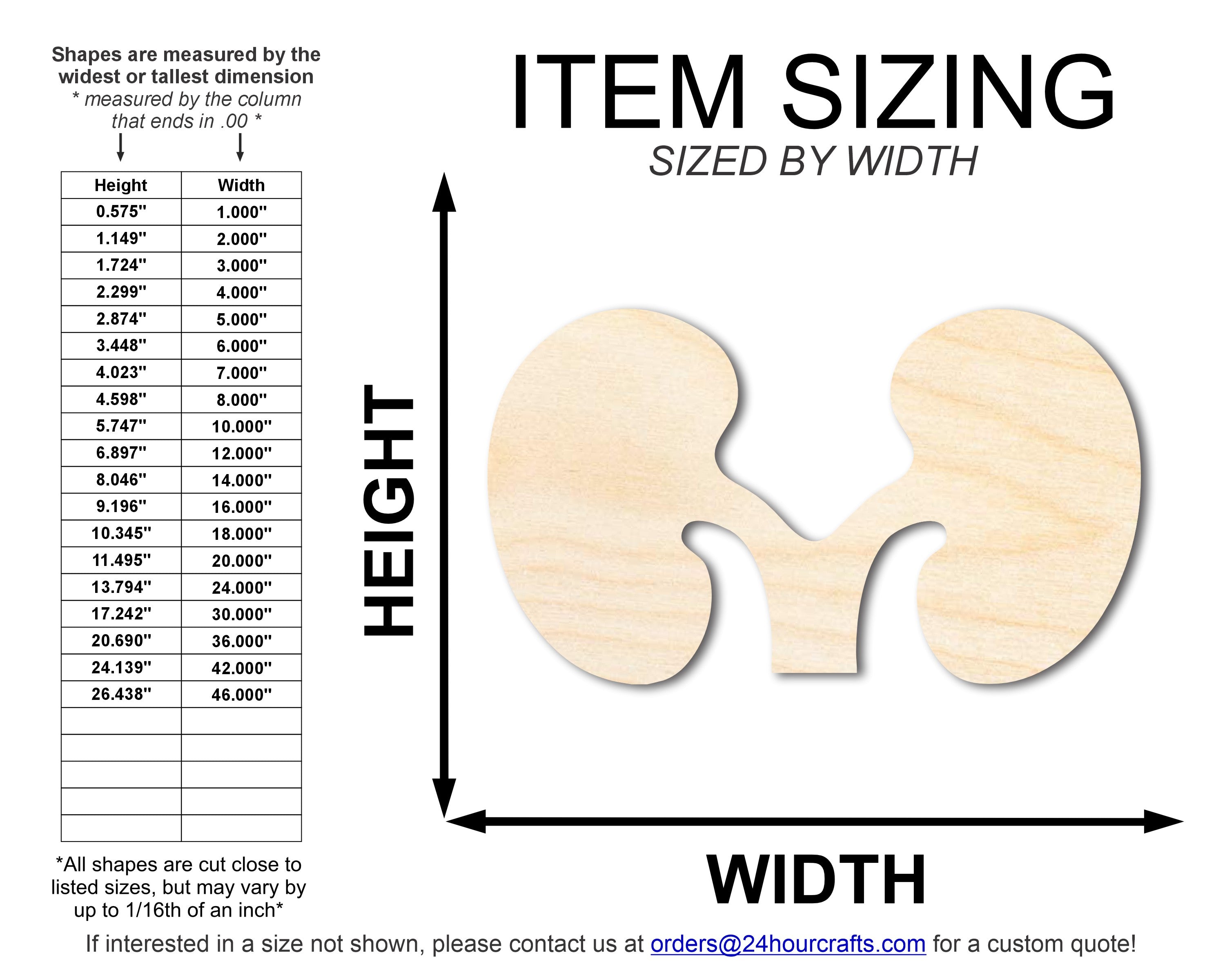 Unfinished Wood Kidney Shape | DIY Craft Cutout | up to 46" DIY